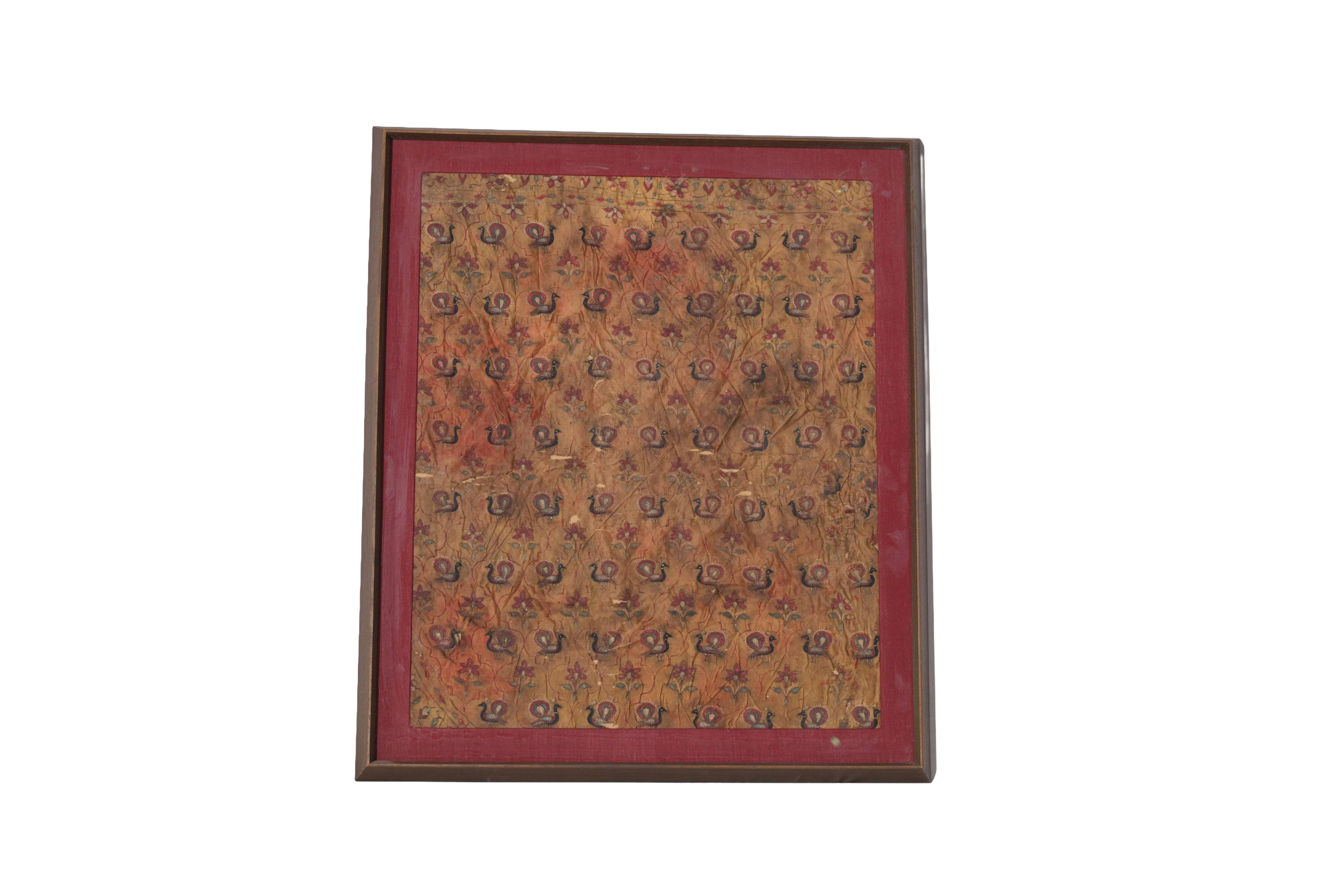 Vintage Botanical Textile Framed Art