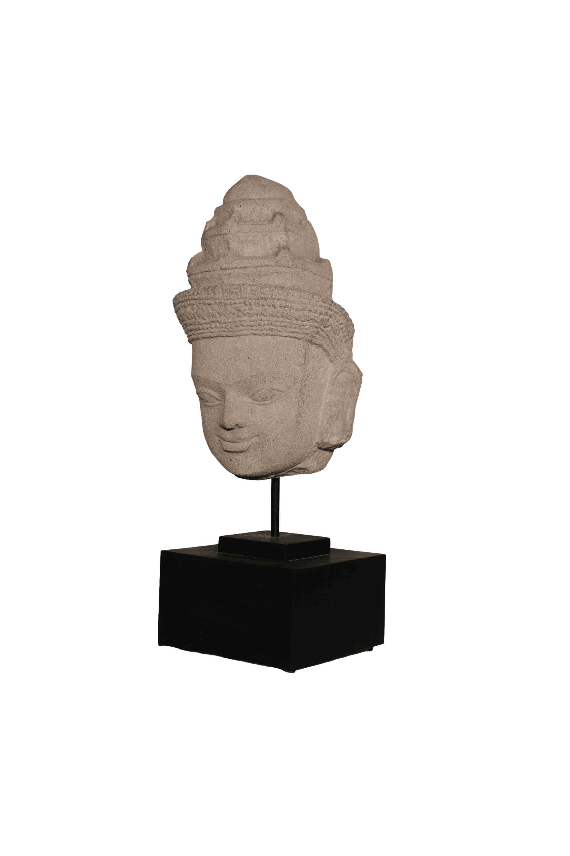 Antique Stone Buddha Head Sculpture