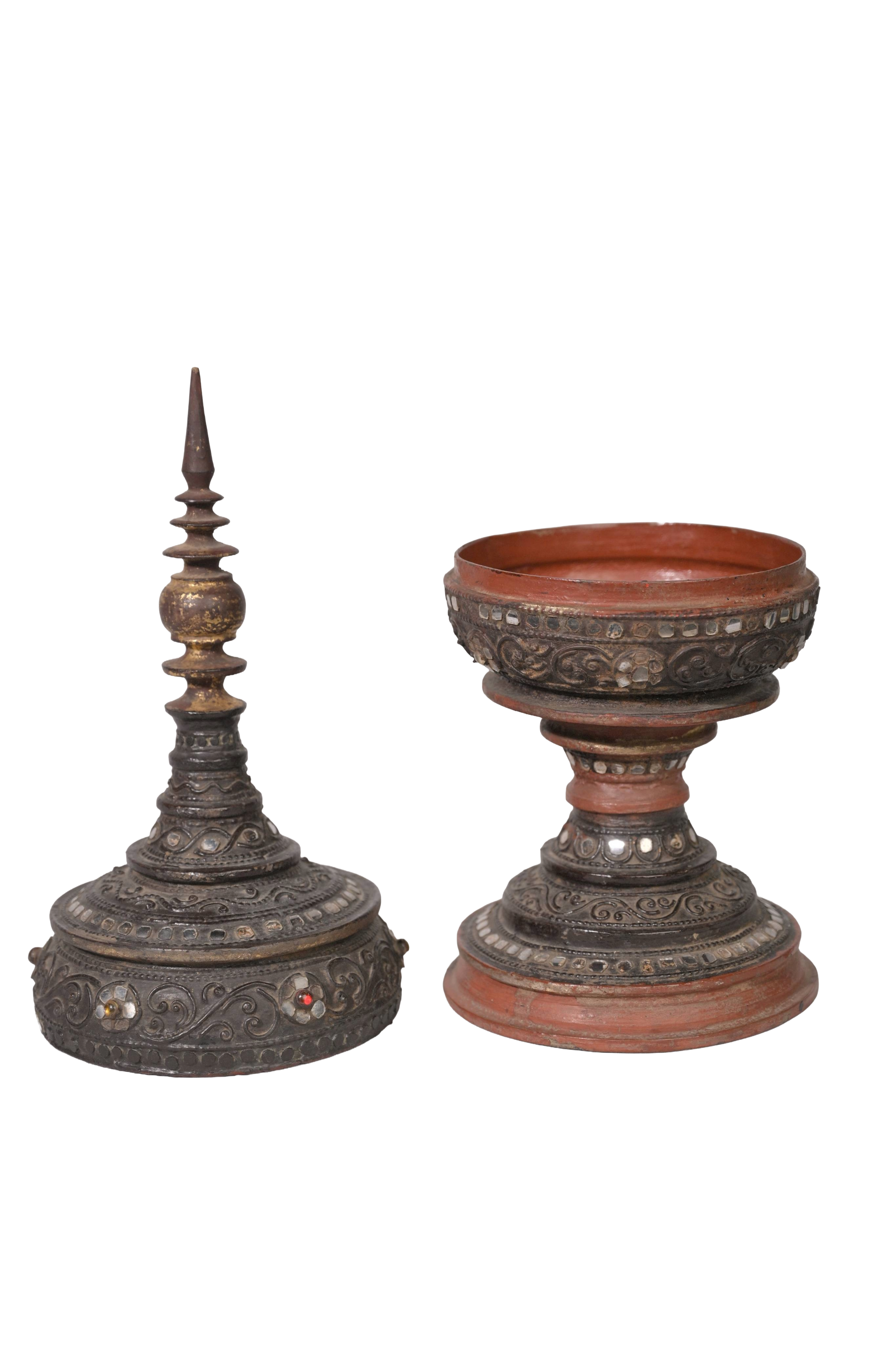 Antique Black Temple Offering Bowl