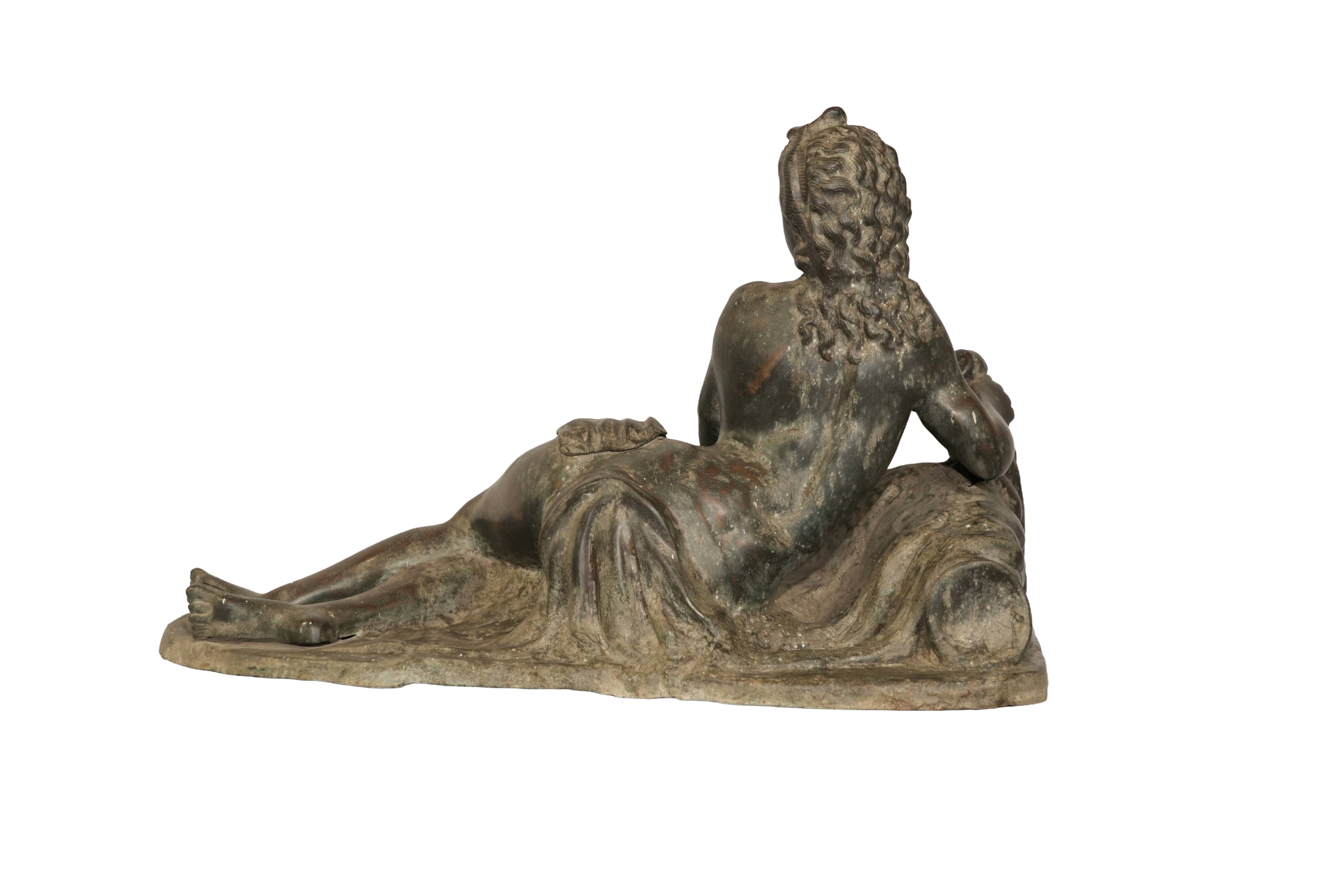 Classical Bronze Reclining Maiden Sculpture