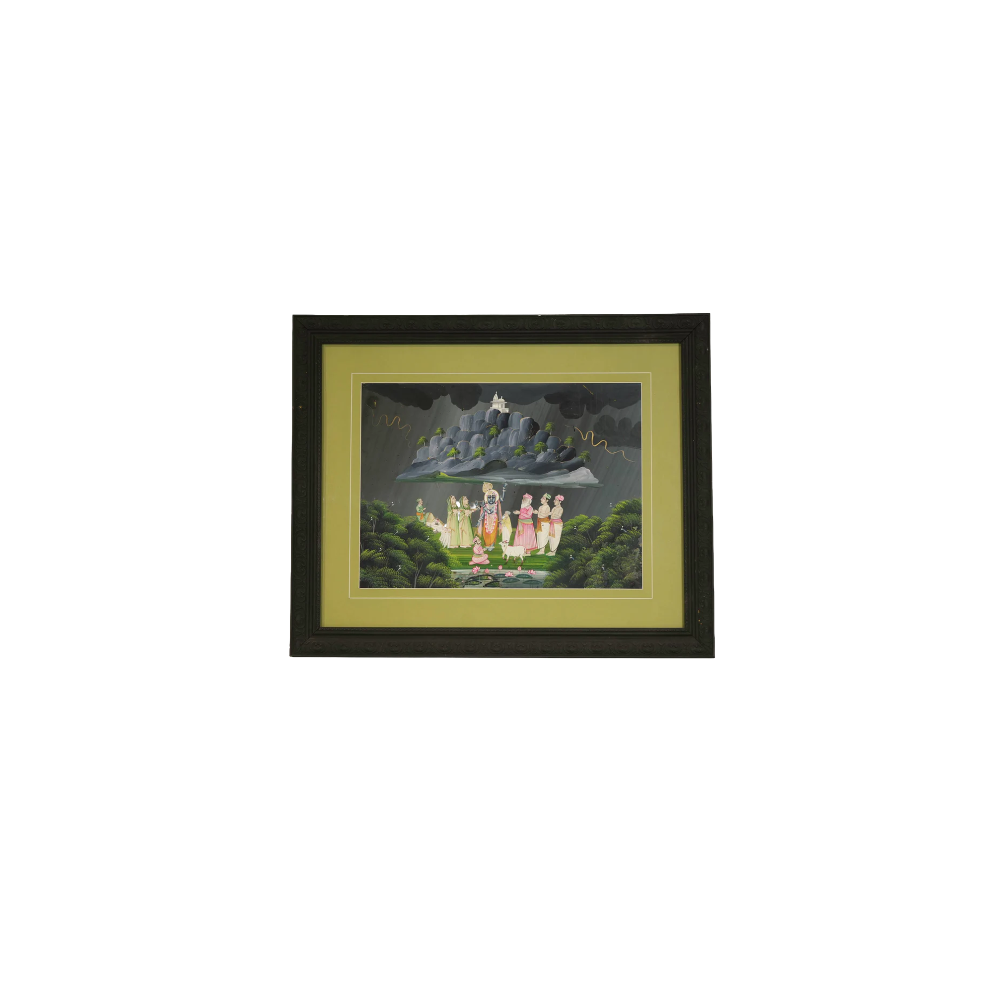 Krishna Govardhan Leela Miniature Painting