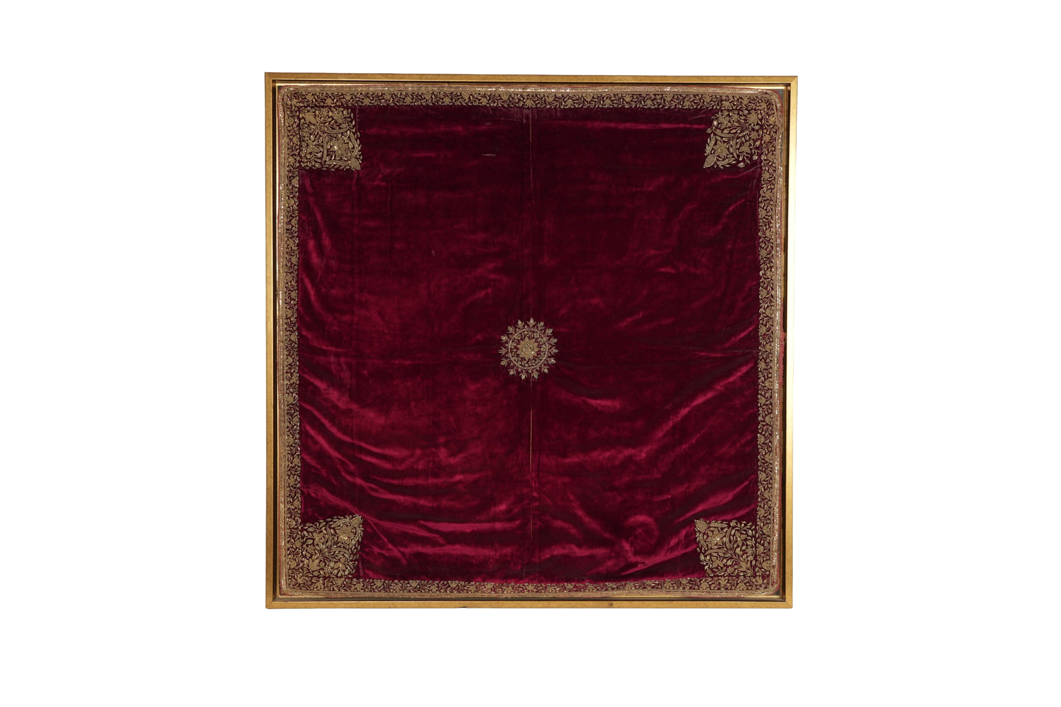 Burgundy Velvet Zardozi Textile Panel