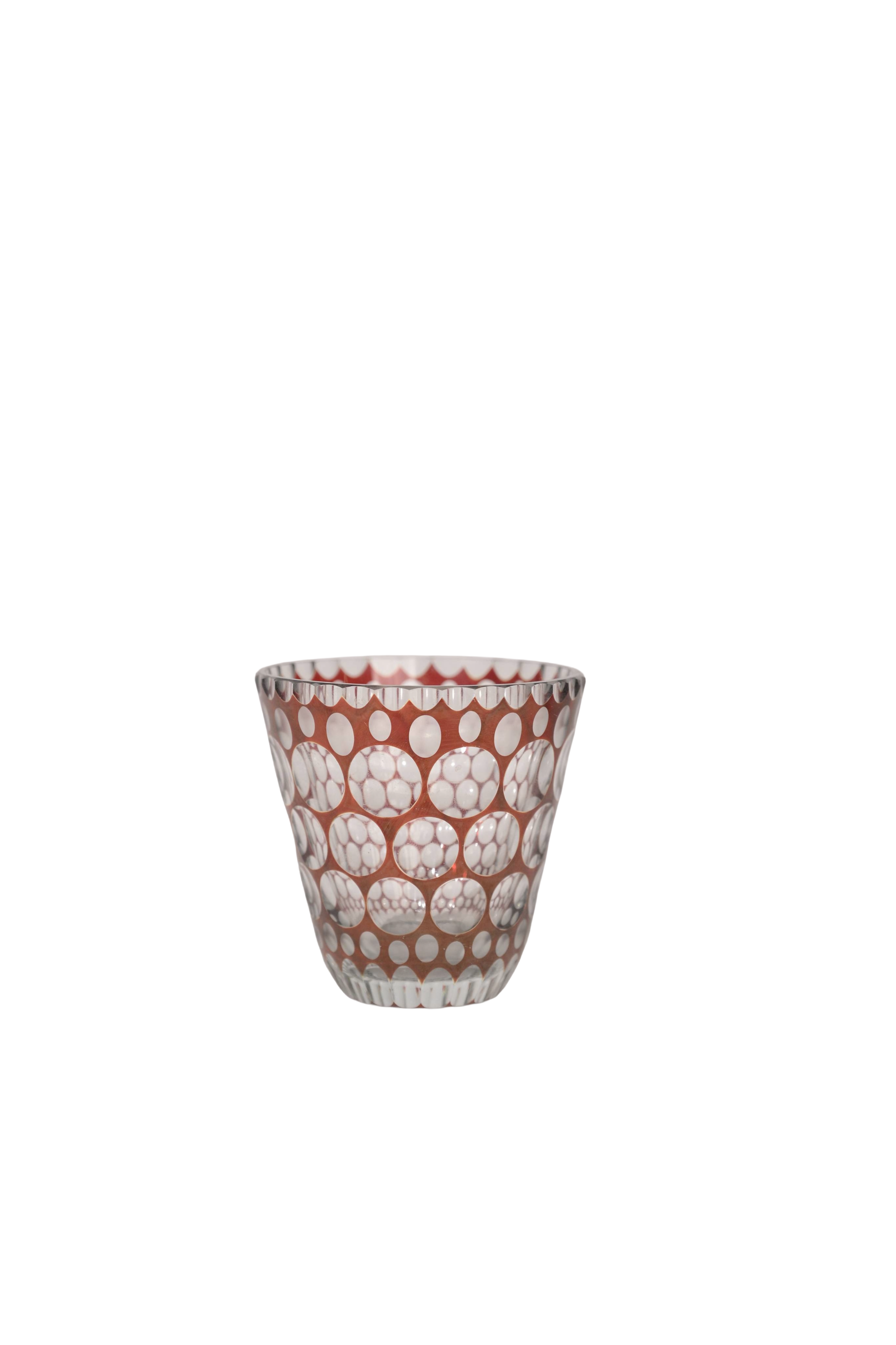 Hand Cut Crystal Dot Pattern Glass