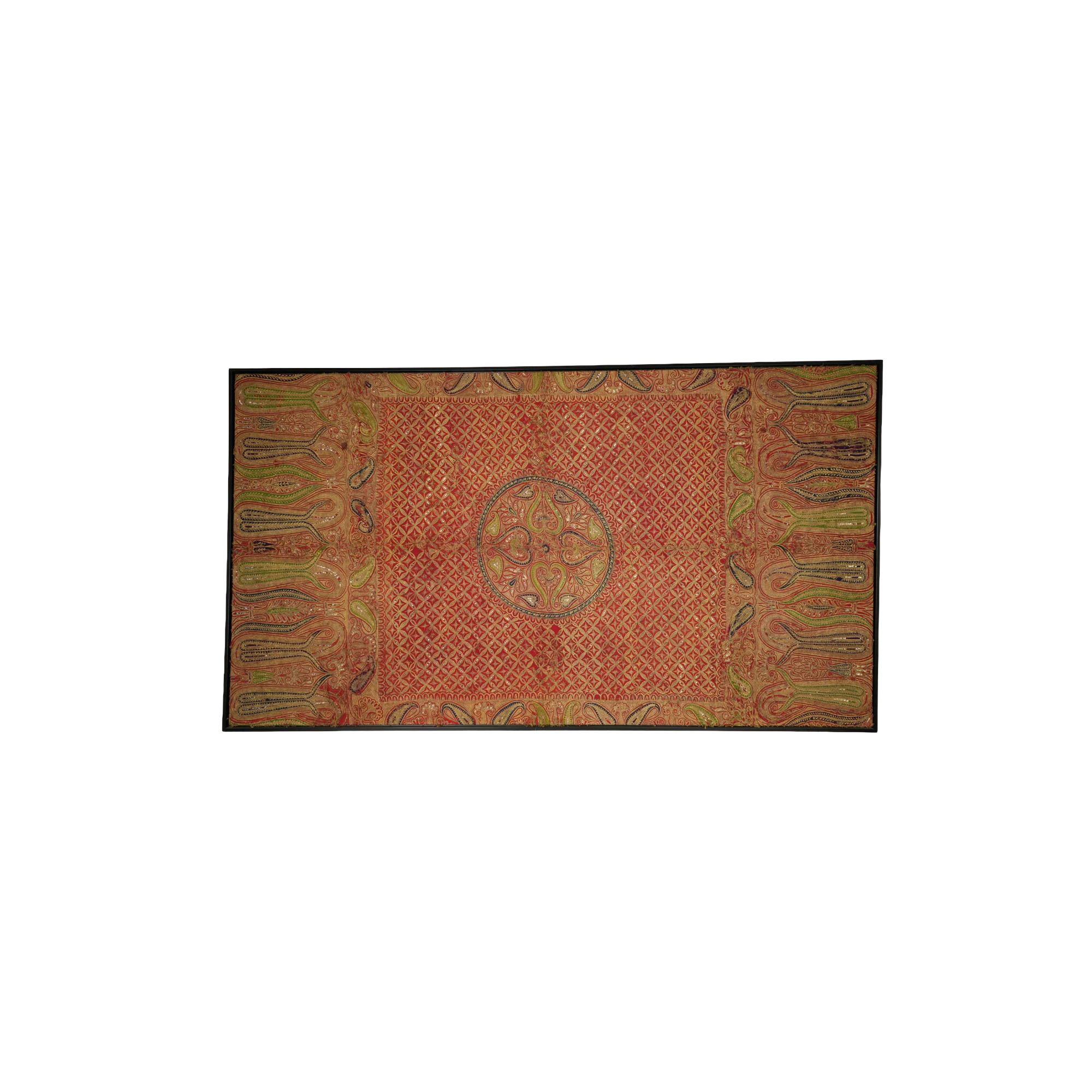 Antique Kashmiri Embroidered Textile Art Panel