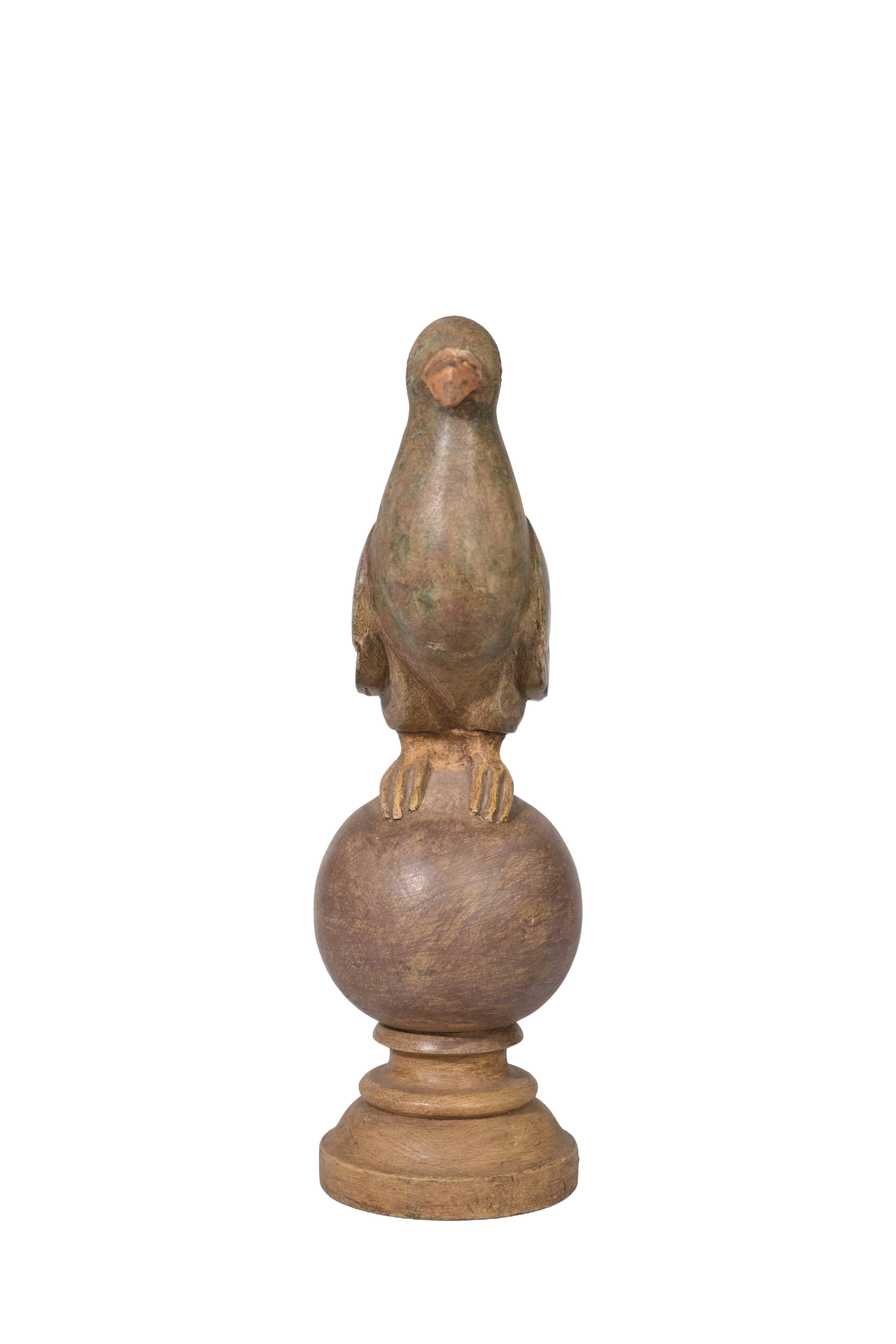 Handcarved Wooden Pigeon Sculpture
