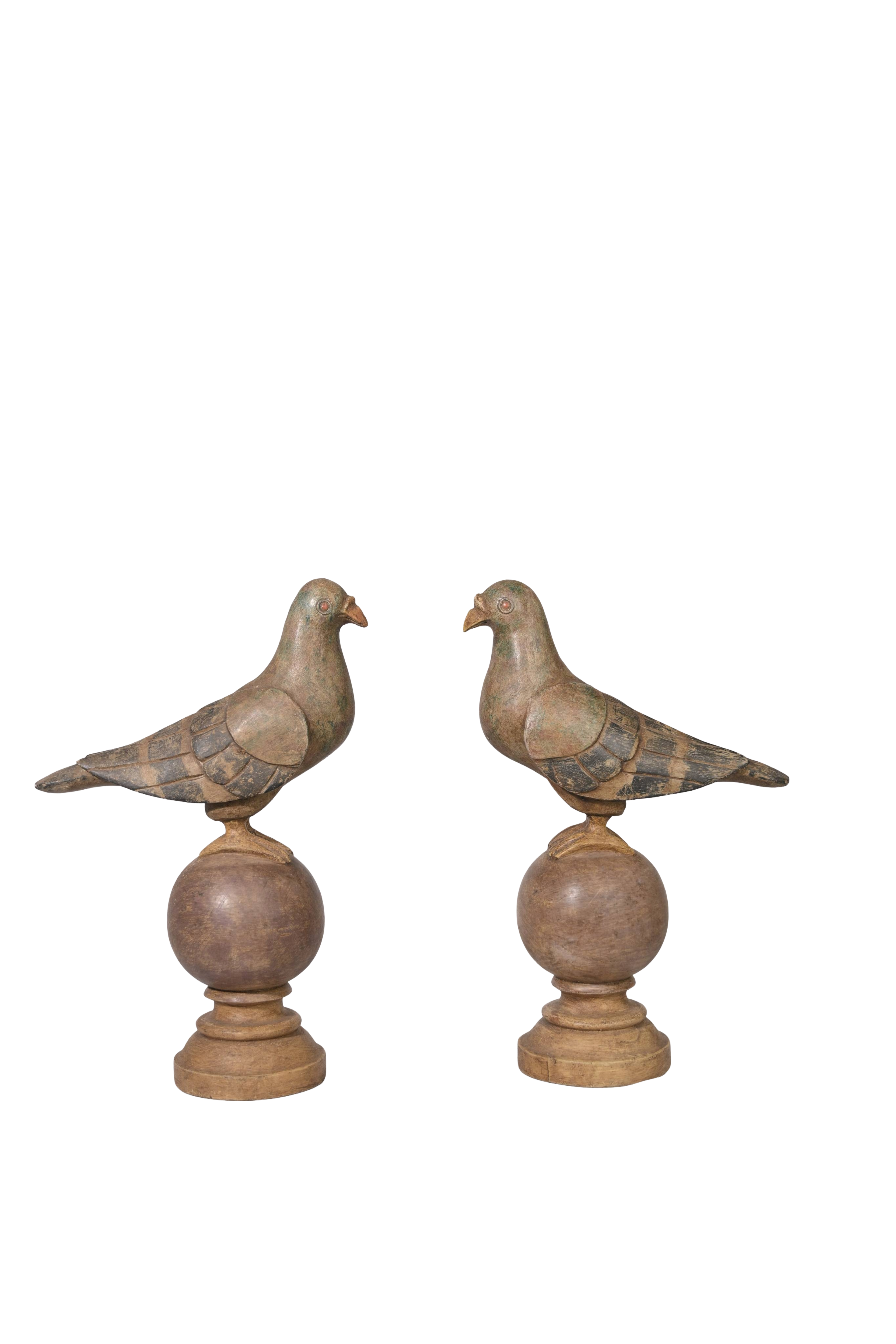 Handcarved Wooden Pigeon Sculpture