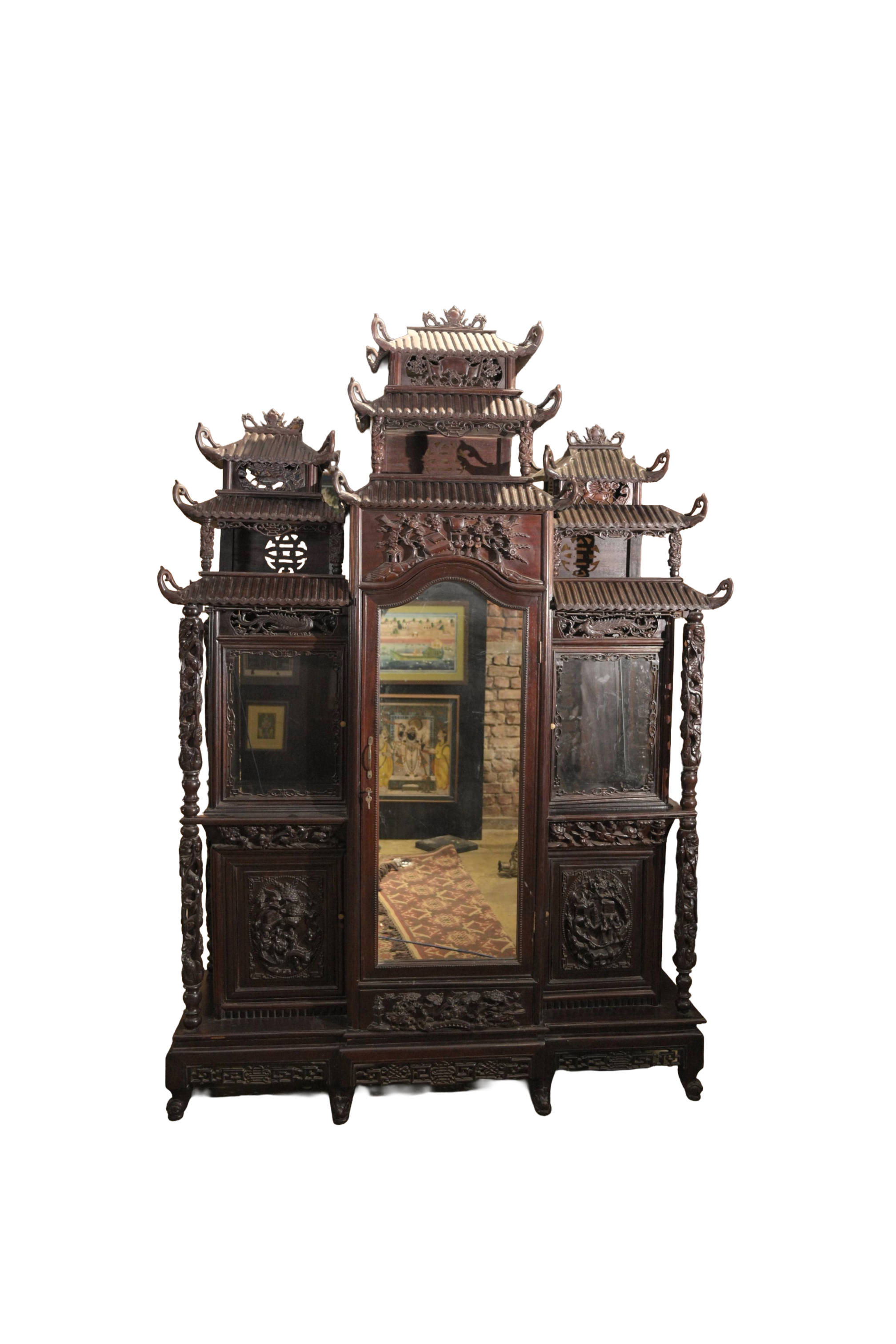 Grand Chinese Pagoda Display Cabinet