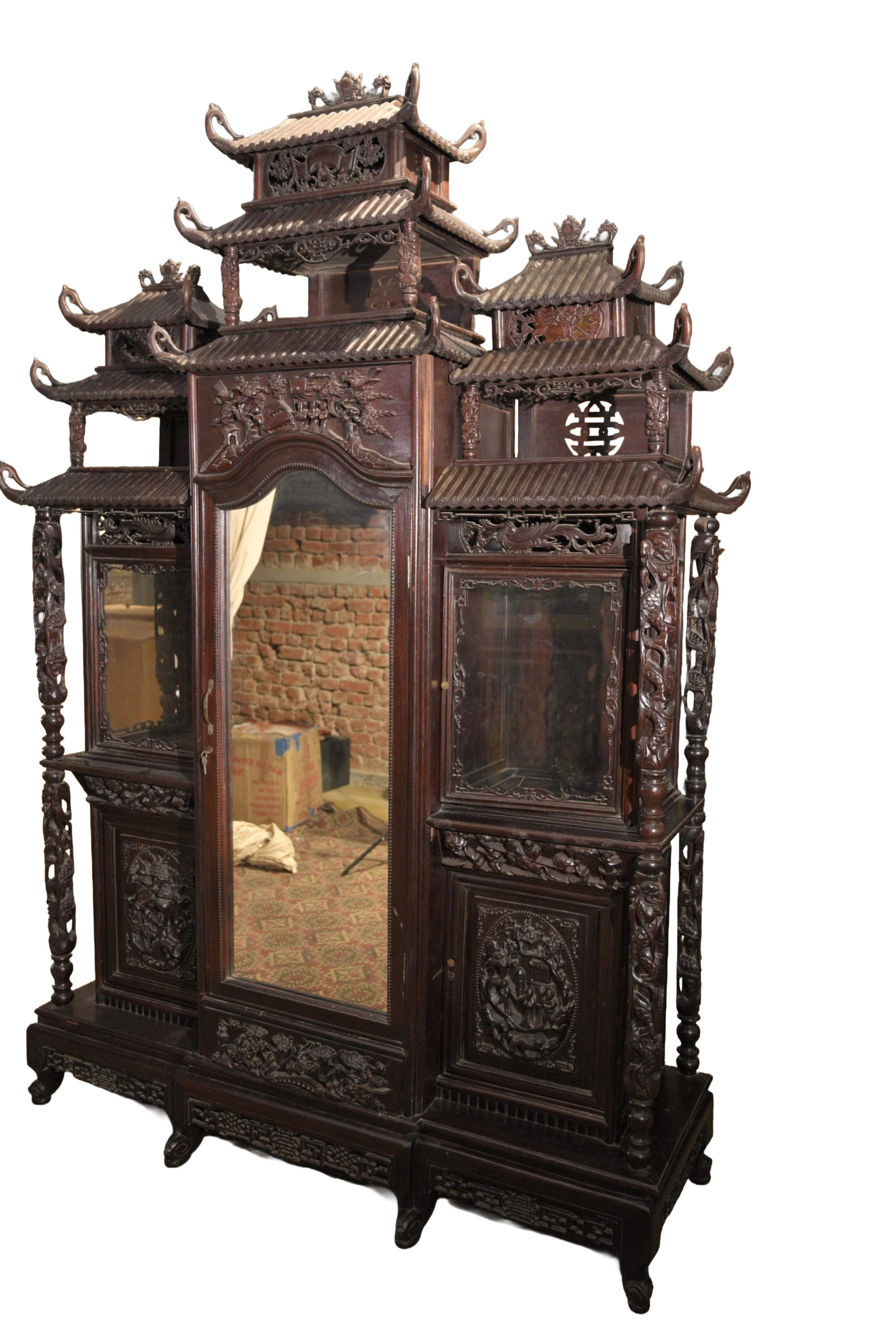 Grand Chinese Pagoda Display Cabinet