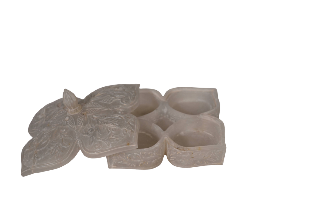 Carved Marble Floral Trinket Box