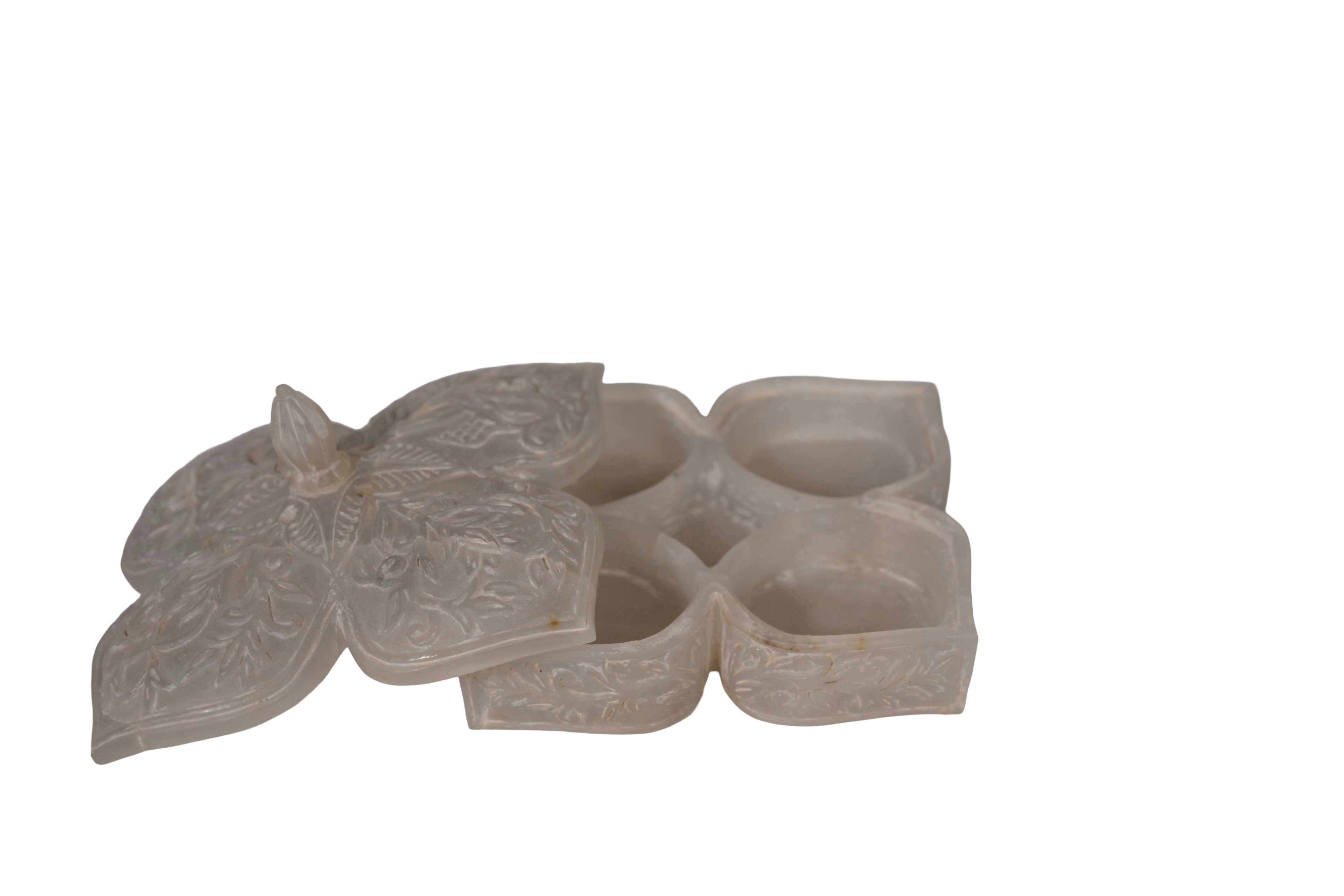 Carved Marble Floral Trinket Box
