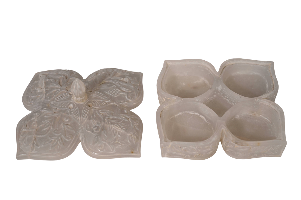 Carved Marble Floral Trinket Box