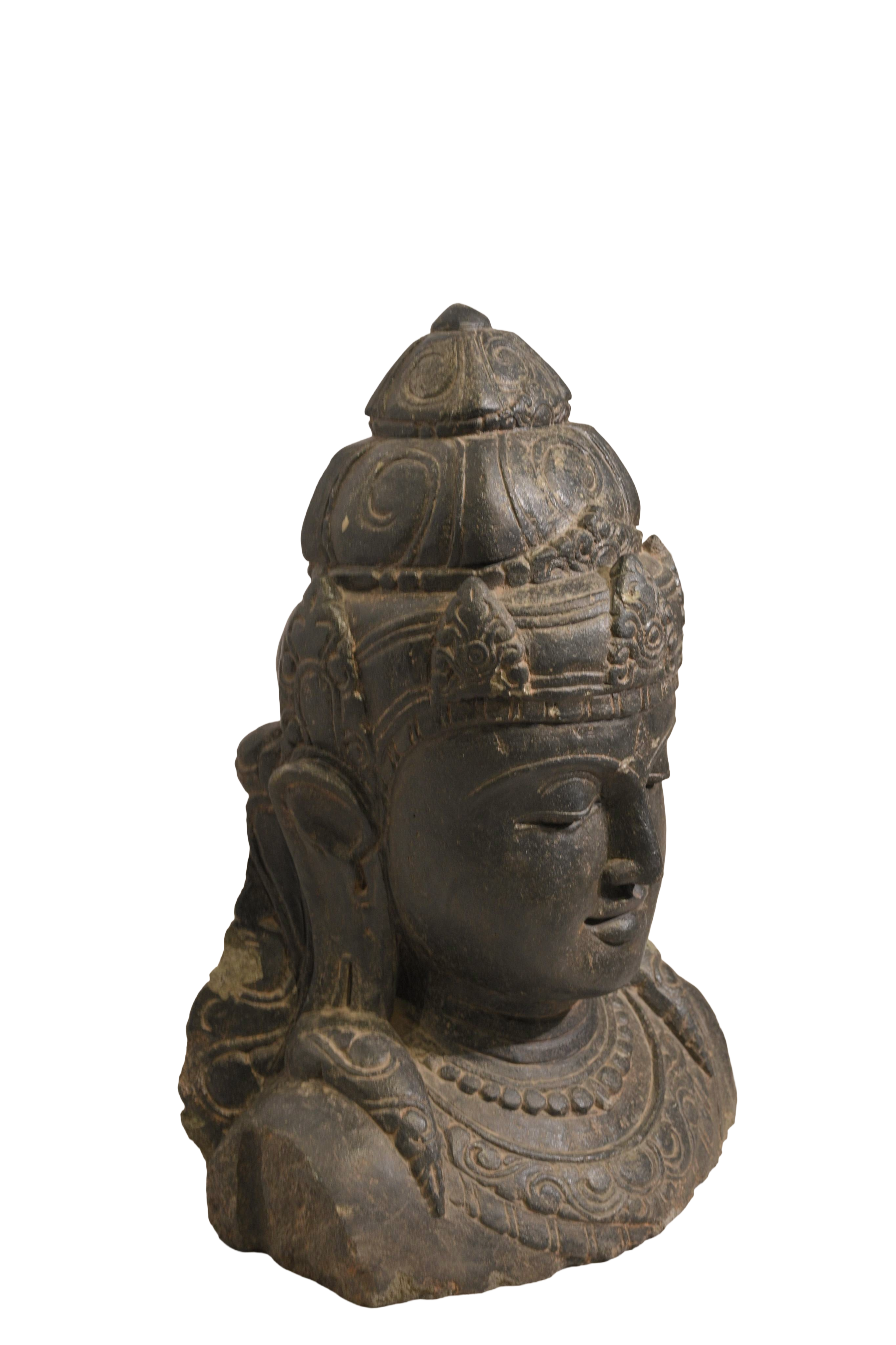 Divine Lord Shiva Stone Bust Sculpture
