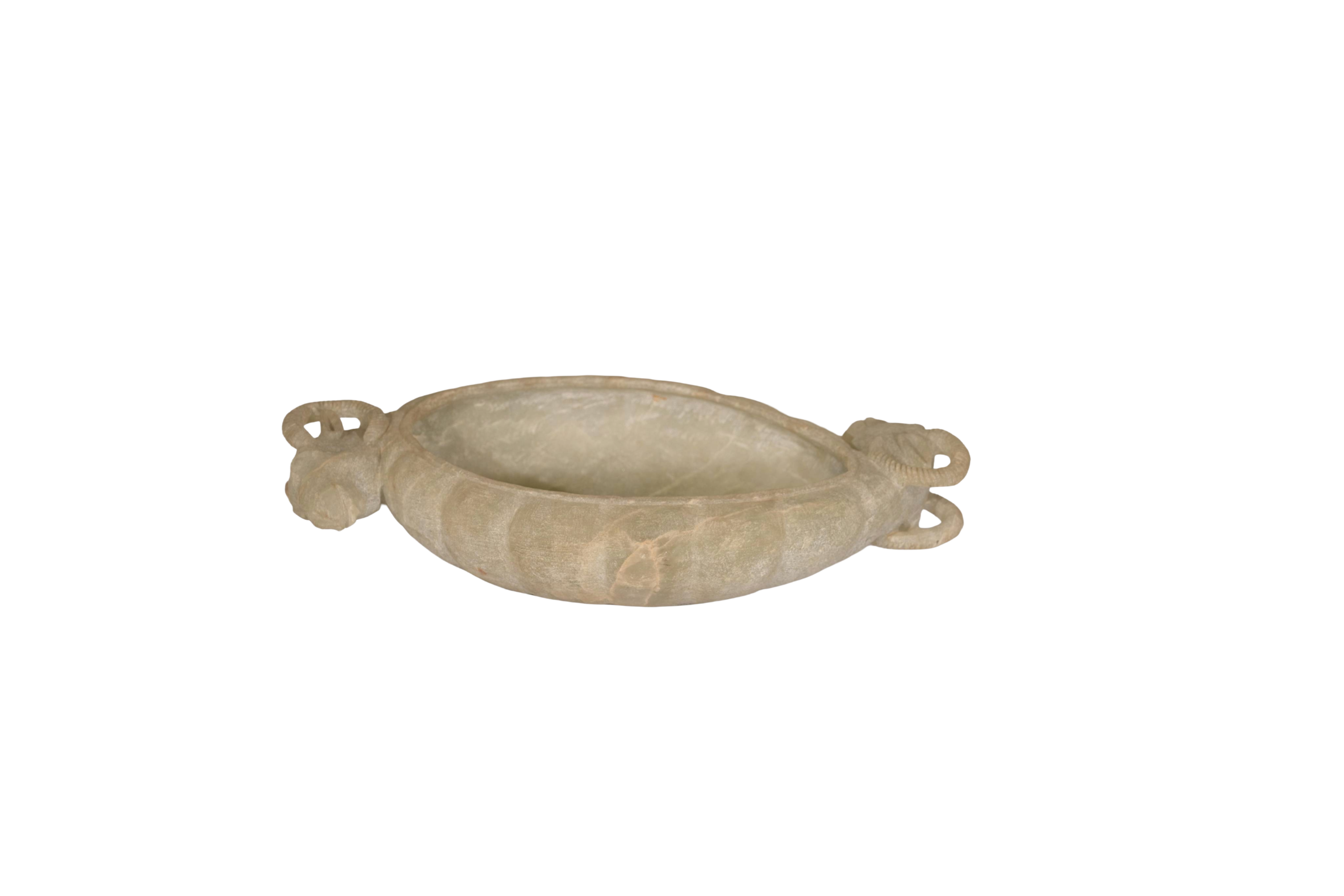 Antique Marble Lotus Decorative Bowl