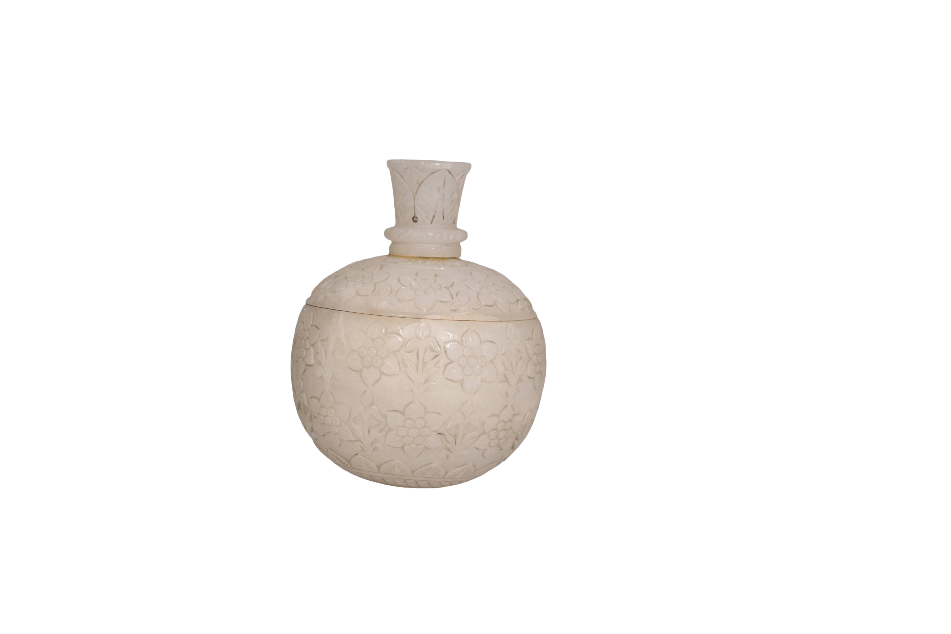 Hand Carved Marble Floral Urn