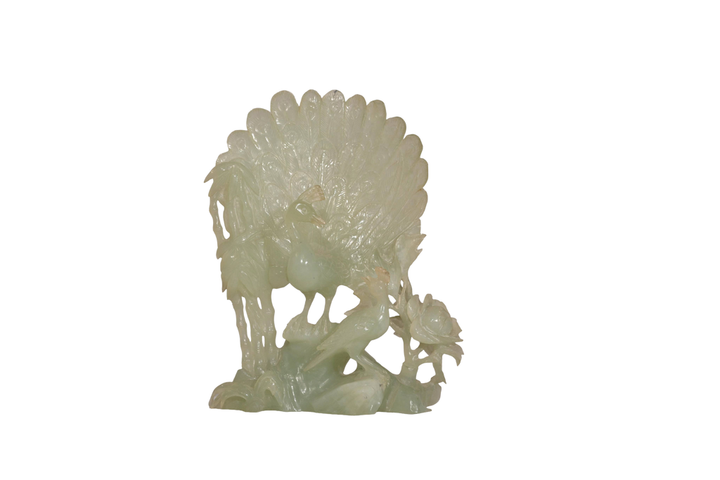 Imperial Feng Shui Jade Peacock Sculpture