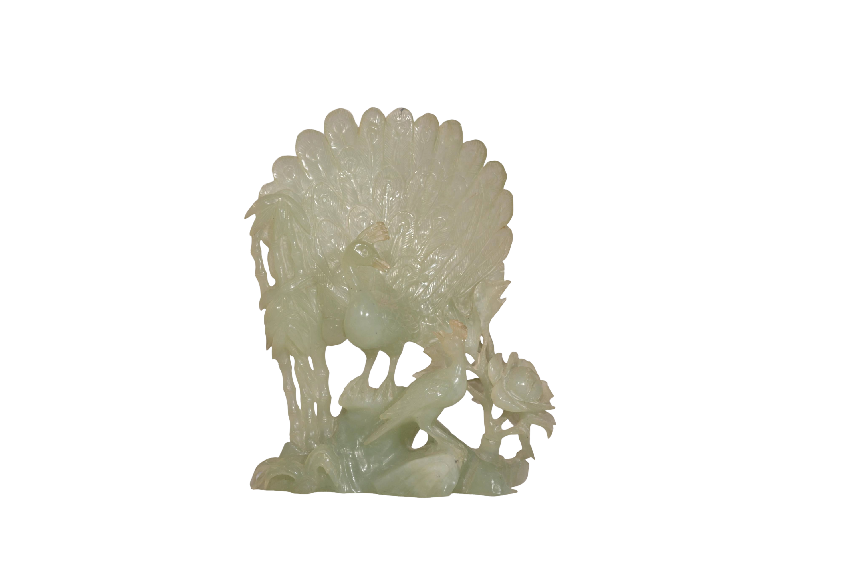 Imperial Feng Shui Jade Peacock Sculpture