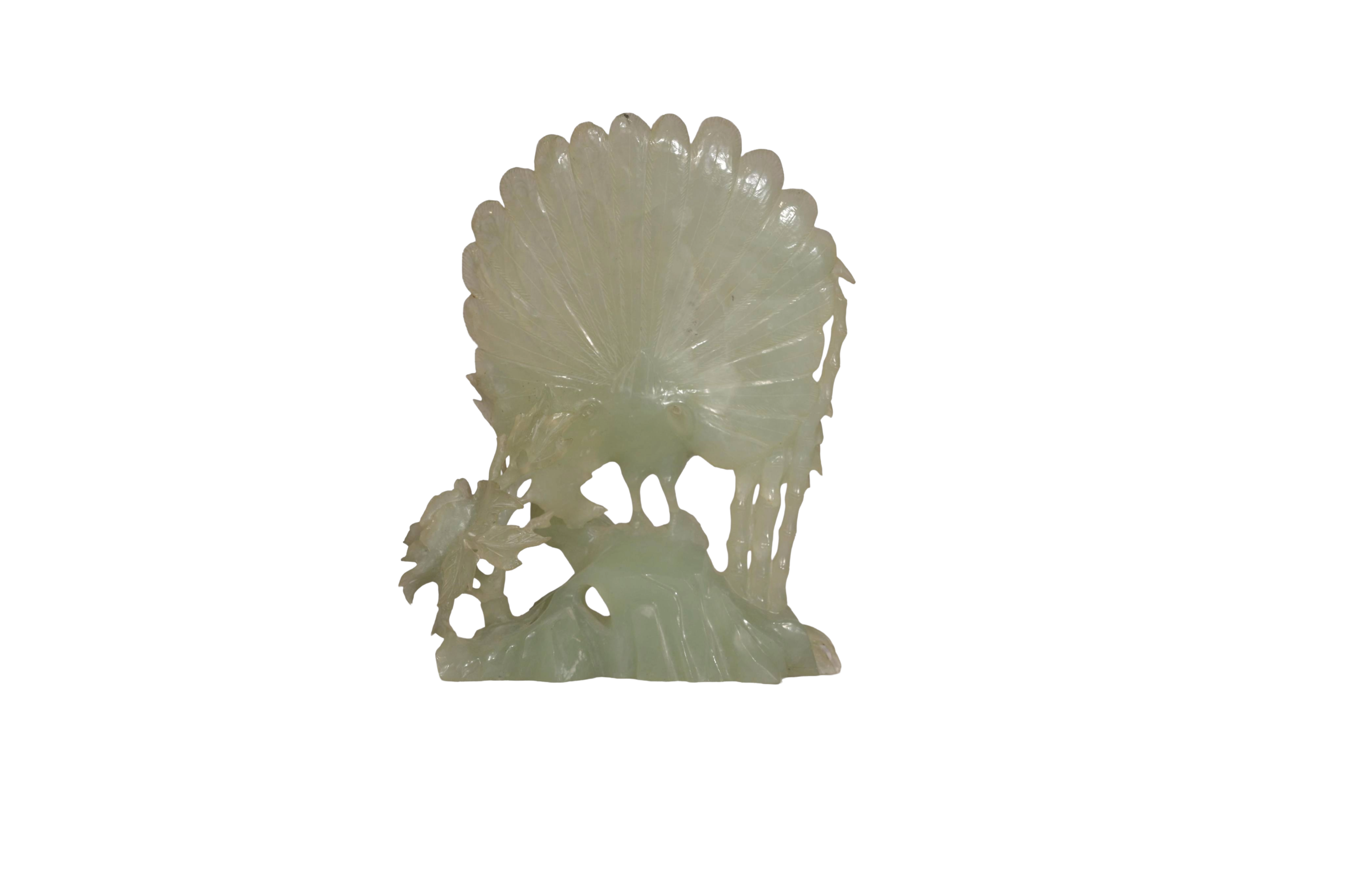 Imperial Feng Shui Jade Peacock Sculpture