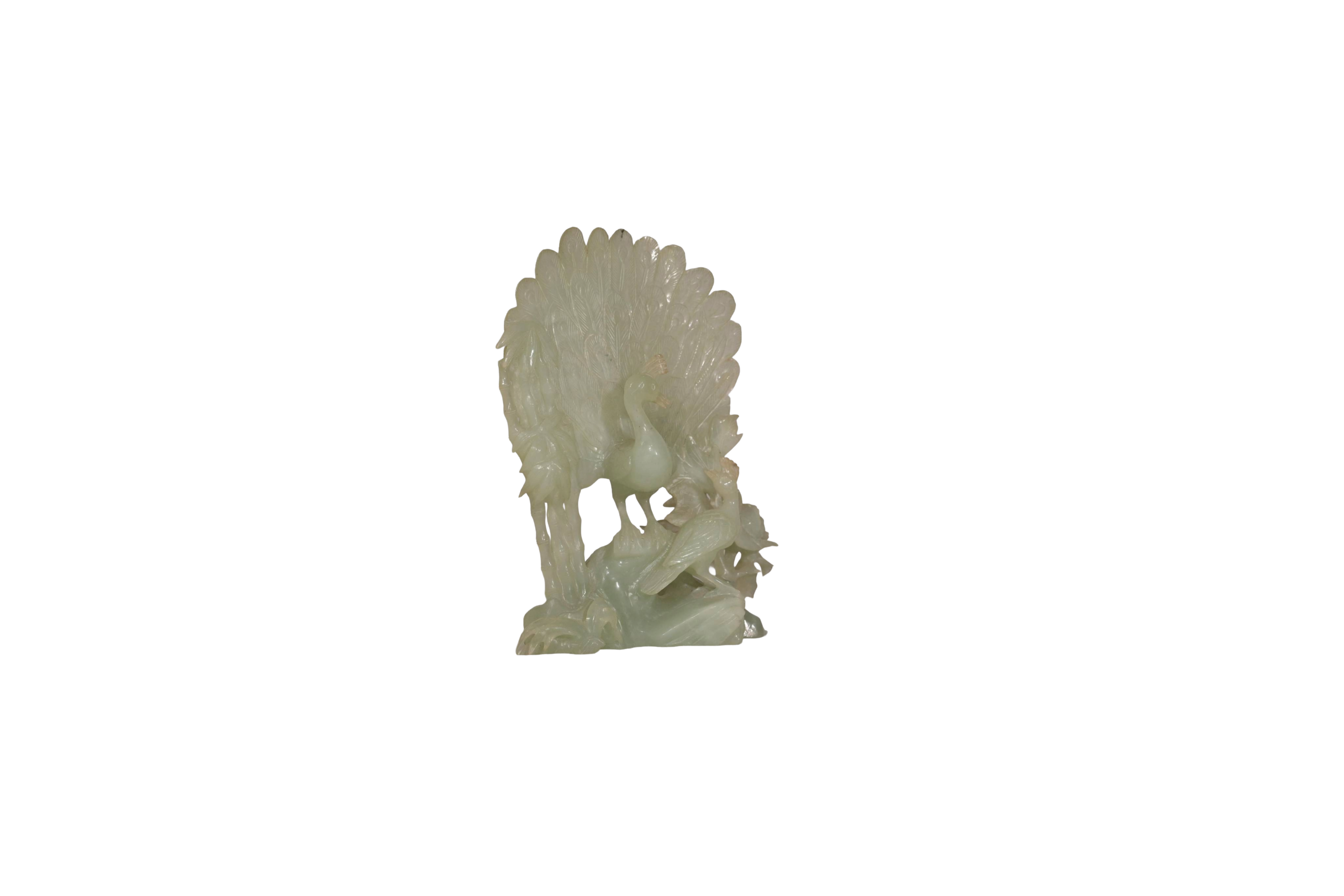 Imperial Feng Shui Jade Peacock Sculpture