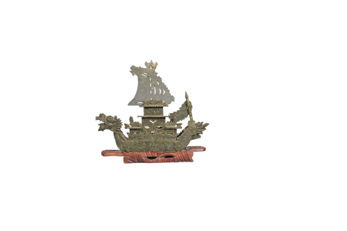 Antique Dragon Ship Jade Sculpture