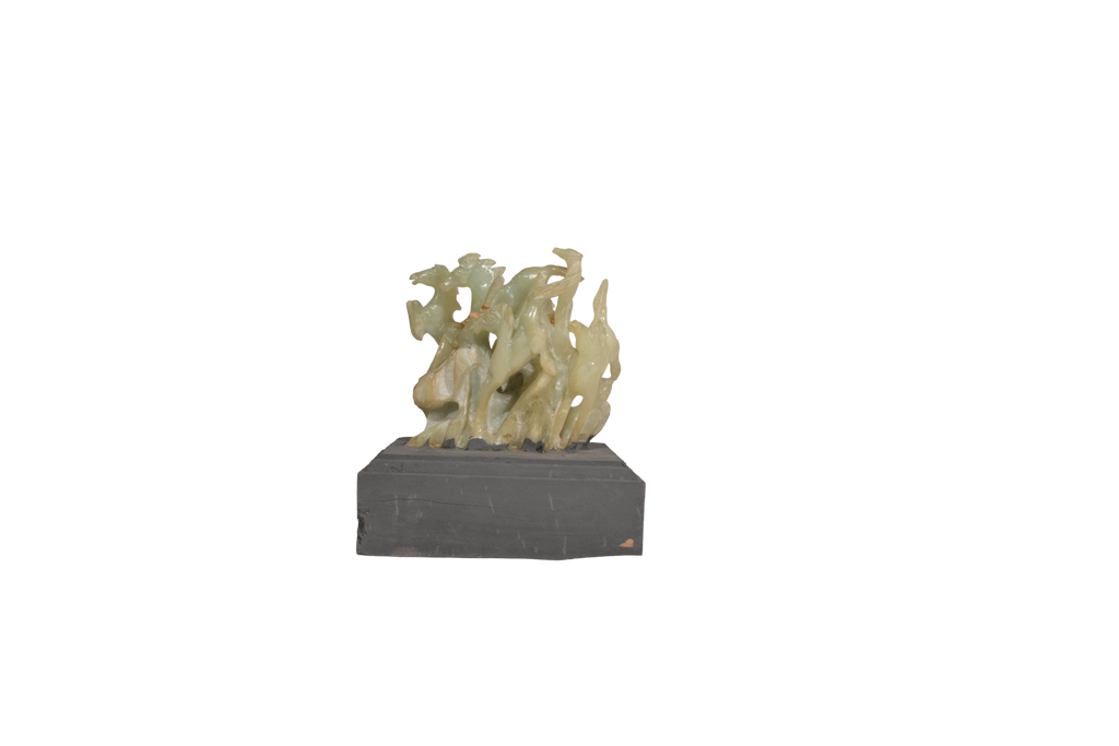 Celestial Deer Jade Landscape Sculpture