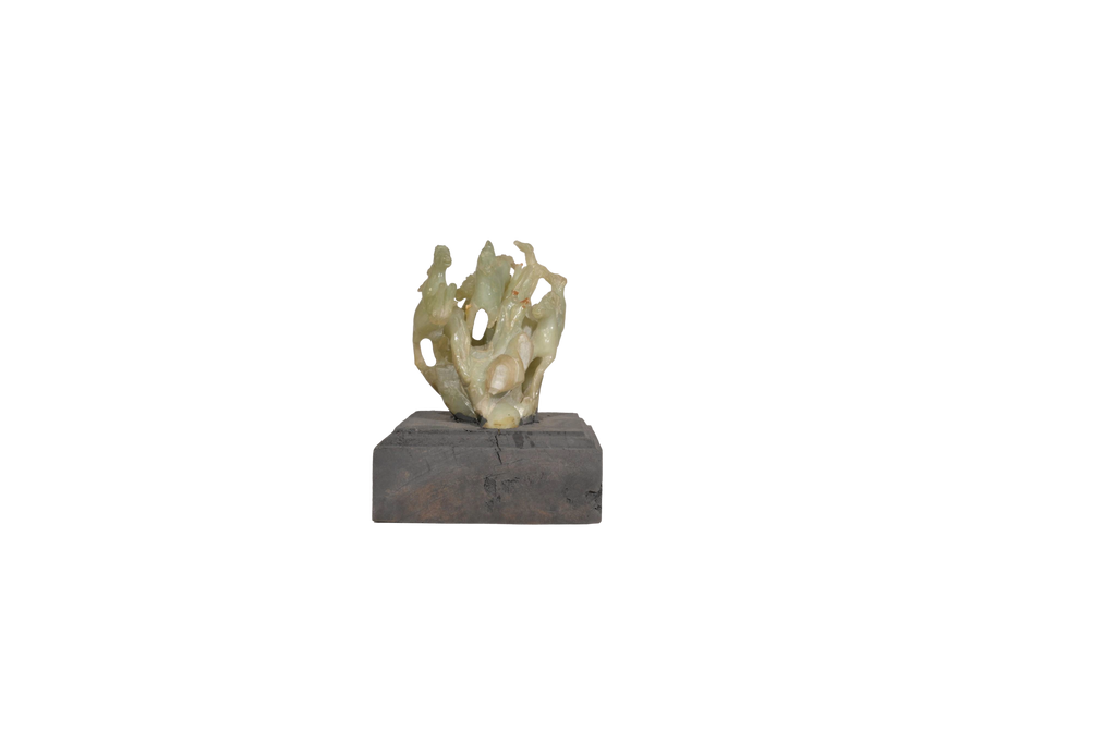 Celestial Deer Jade Landscape Sculpture