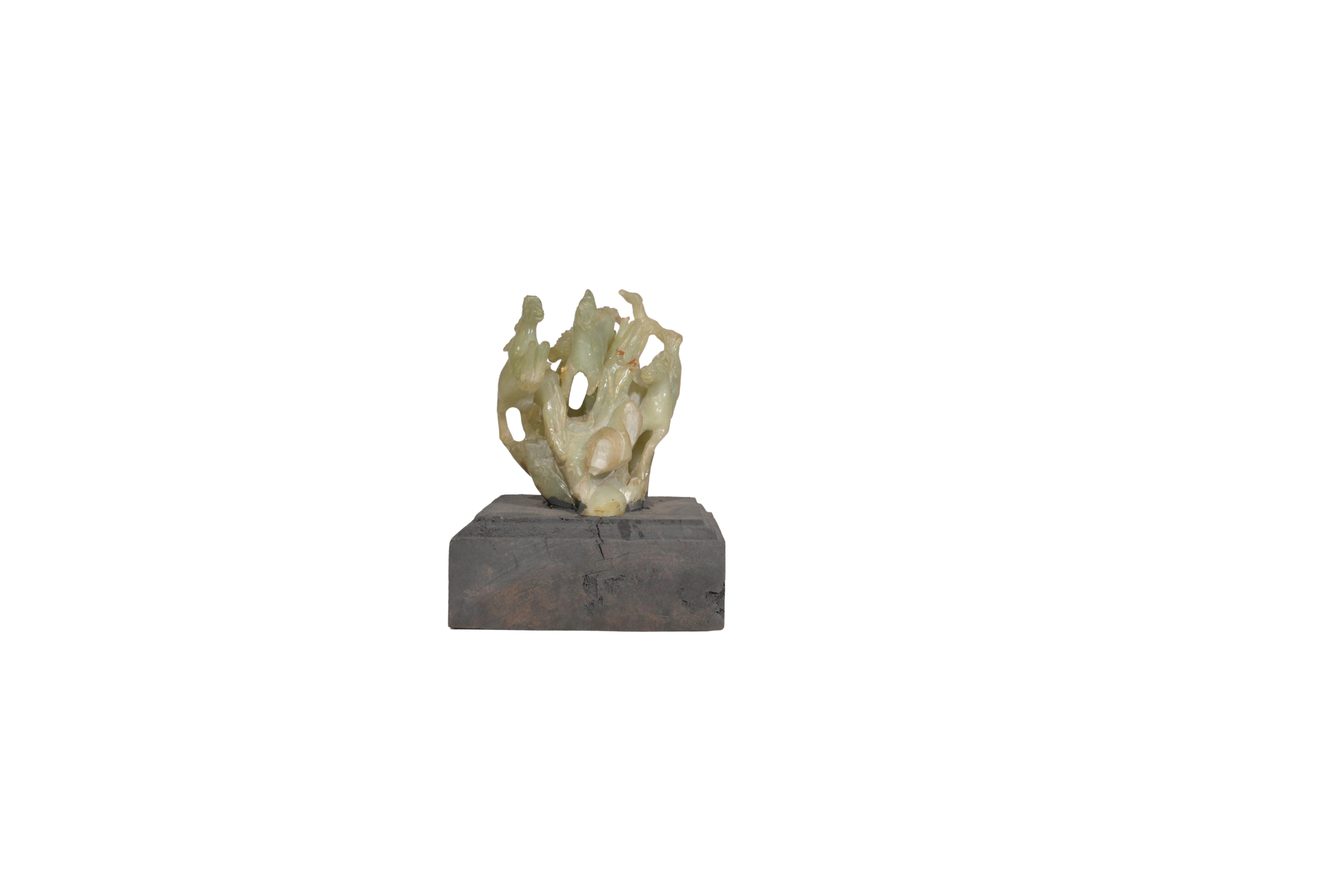 Celestial Deer Jade Landscape Sculpture
