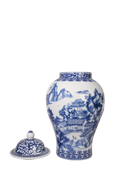 Blue White Porcelain Temple Jar