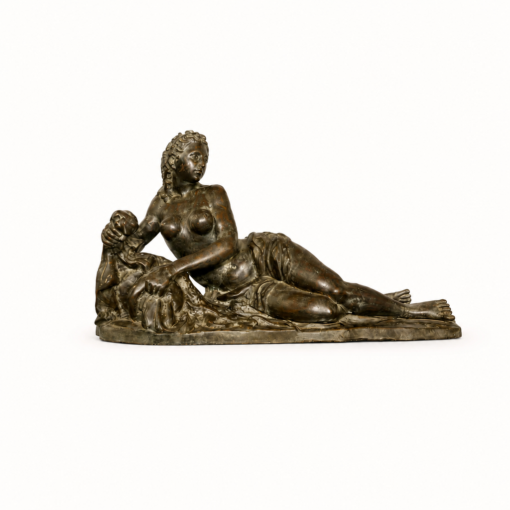 Classical Bronze Reclining Maiden Sculpture