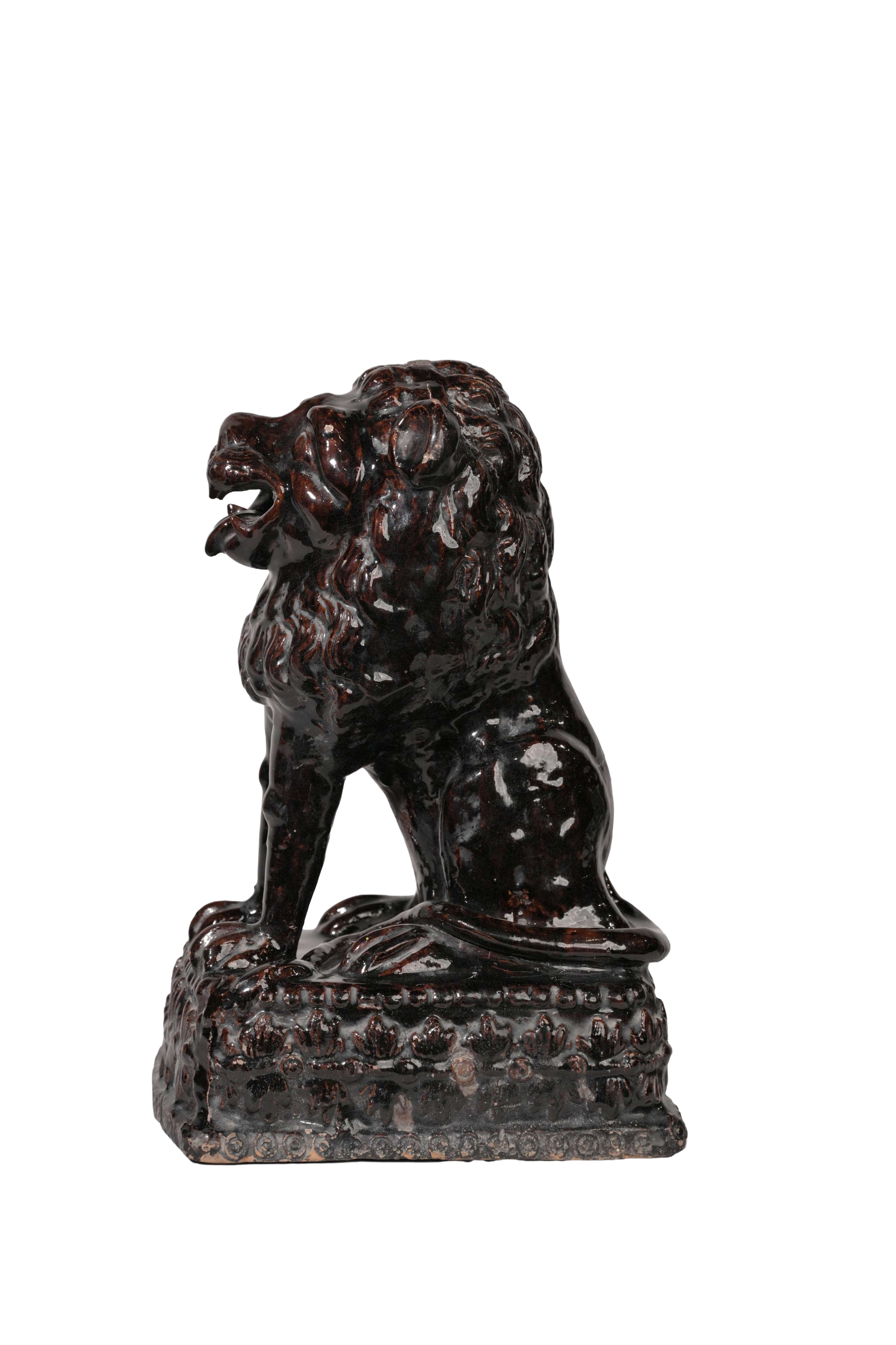Glazed Guardian Lion Sculpture