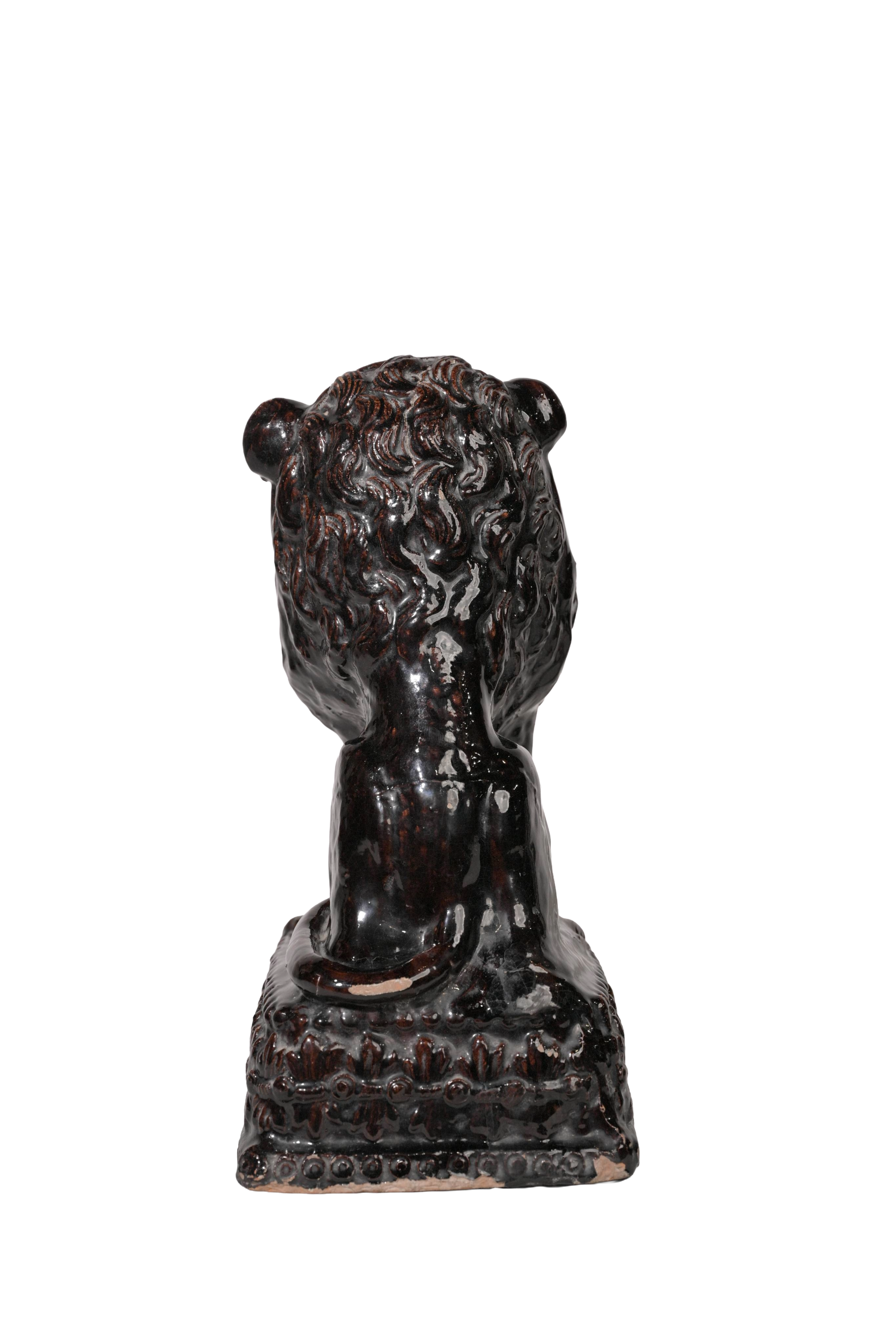 Glazed Guardian Lion Sculpture