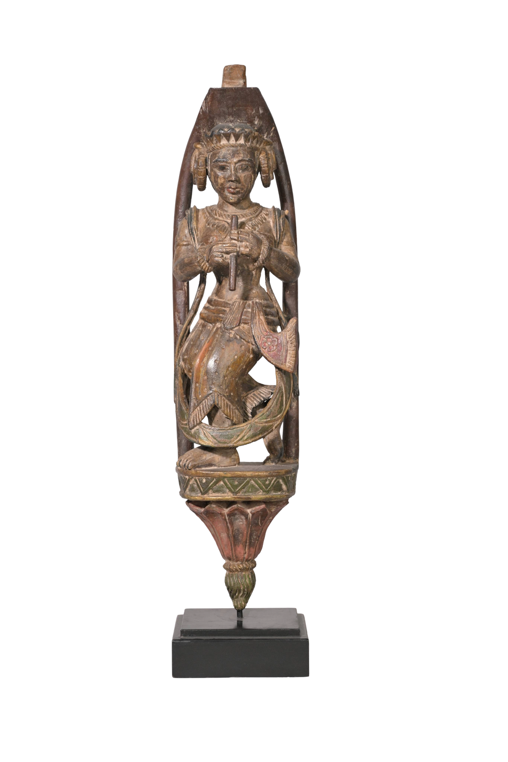 Antique Temple Musician Wall Sculpture Pair