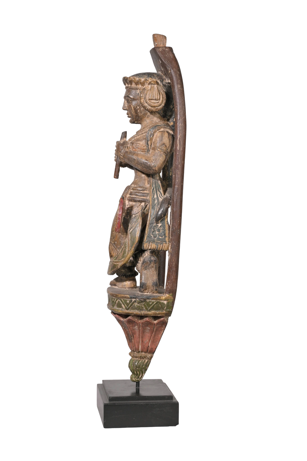 Antique Temple Musician Wall Sculpture Pair