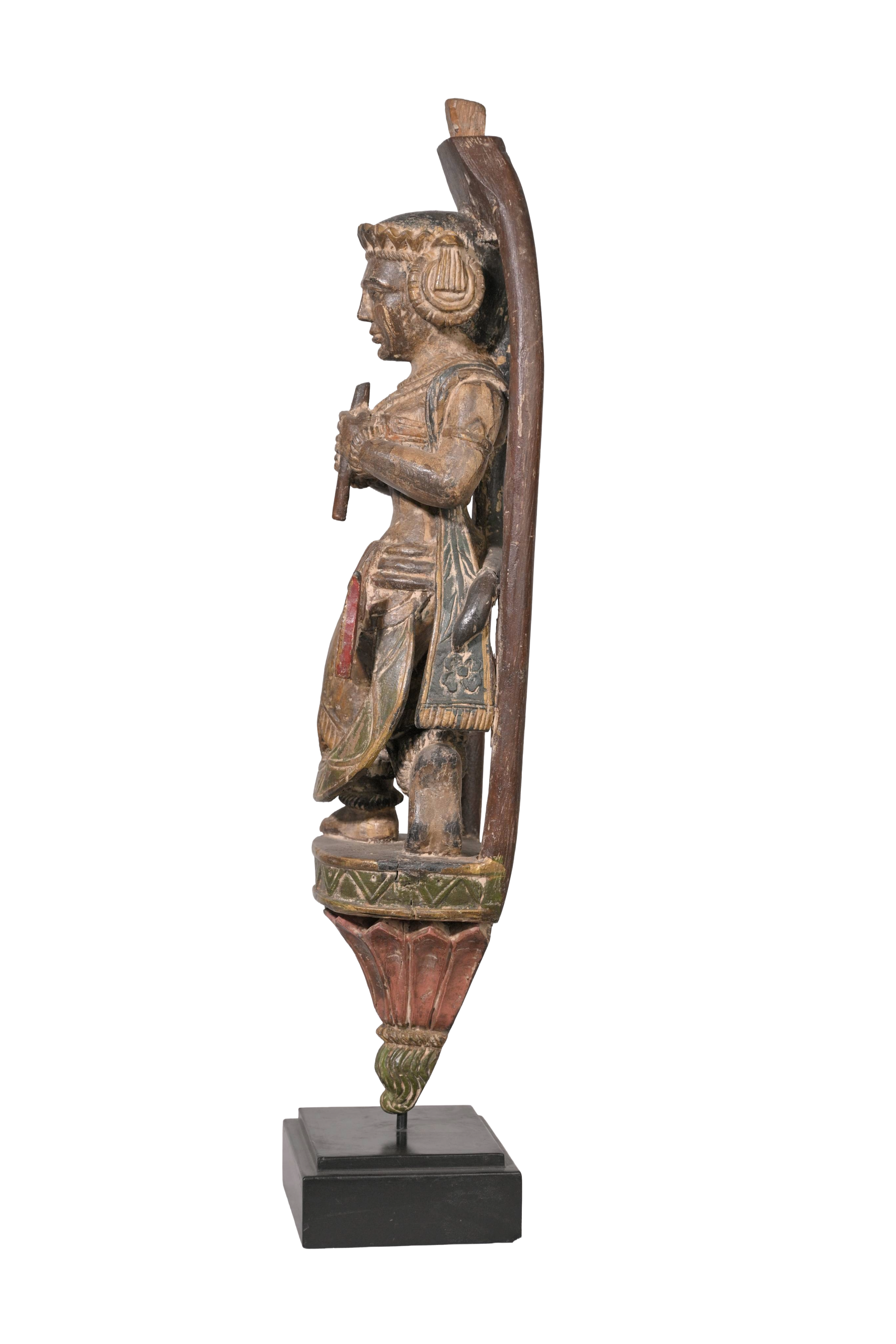 Antique Temple Musician Wall Sculpture Pair