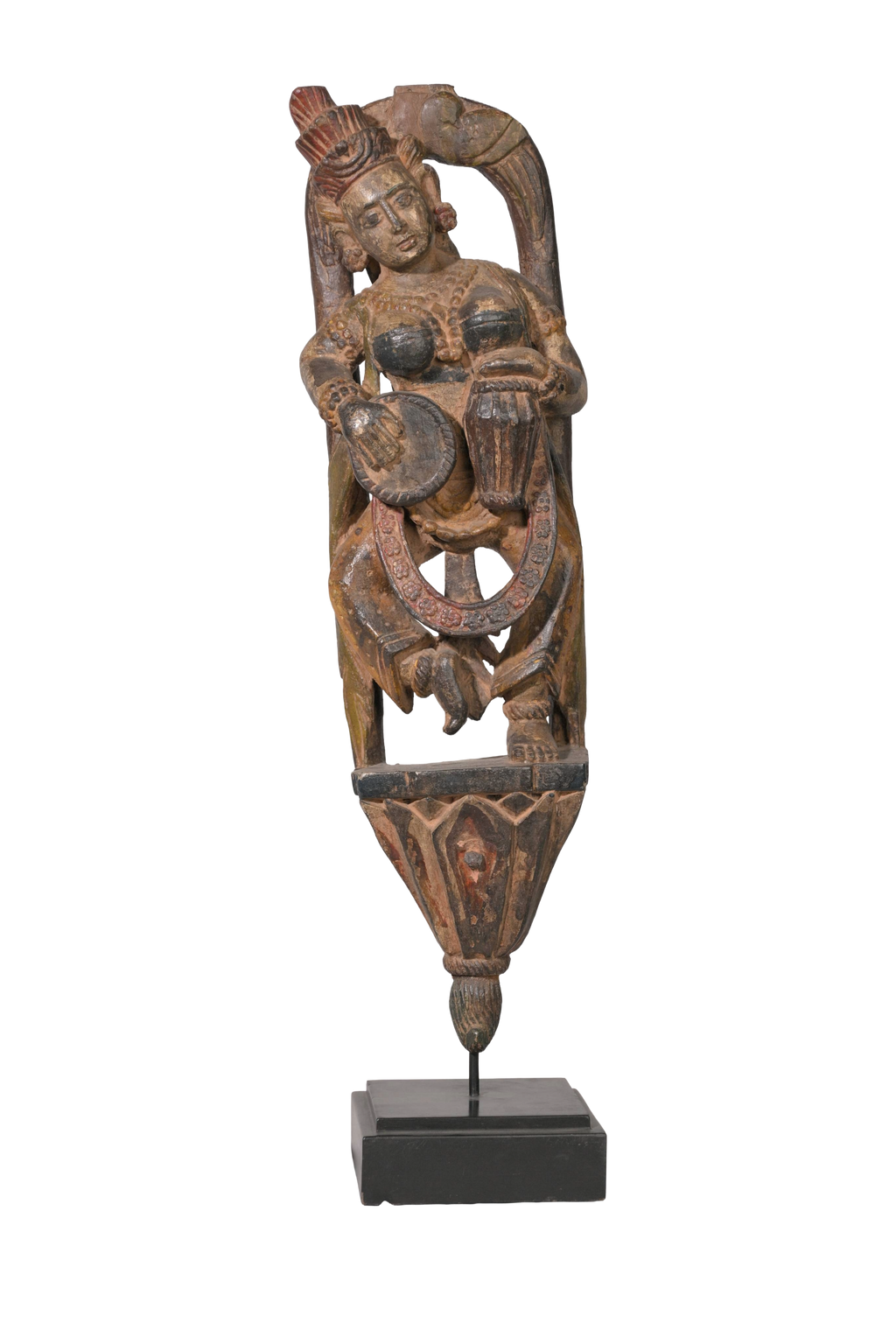 Antique Temple Musician Wall Sculpture Pair