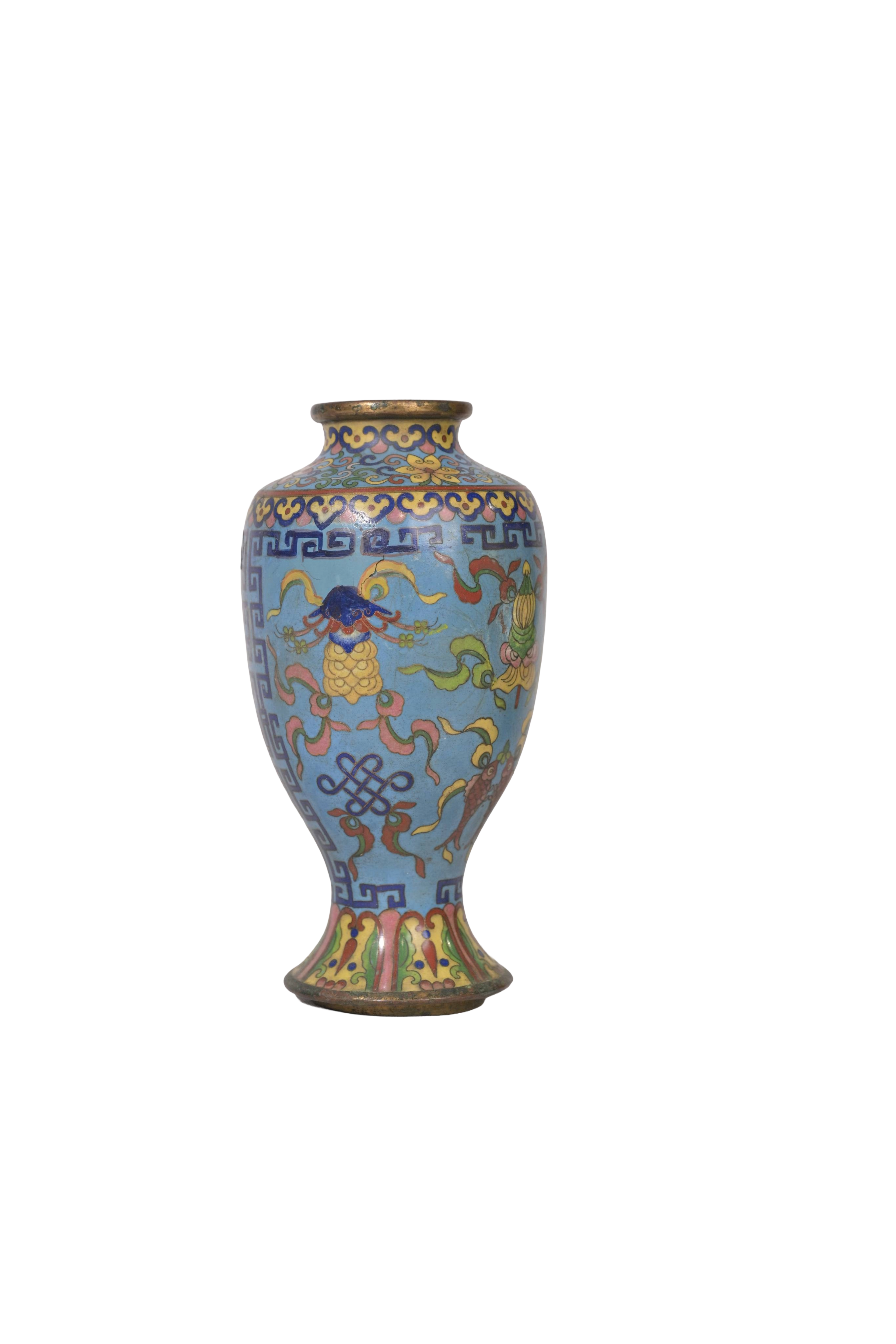 Antique Enamel Floral Decorative Vase
