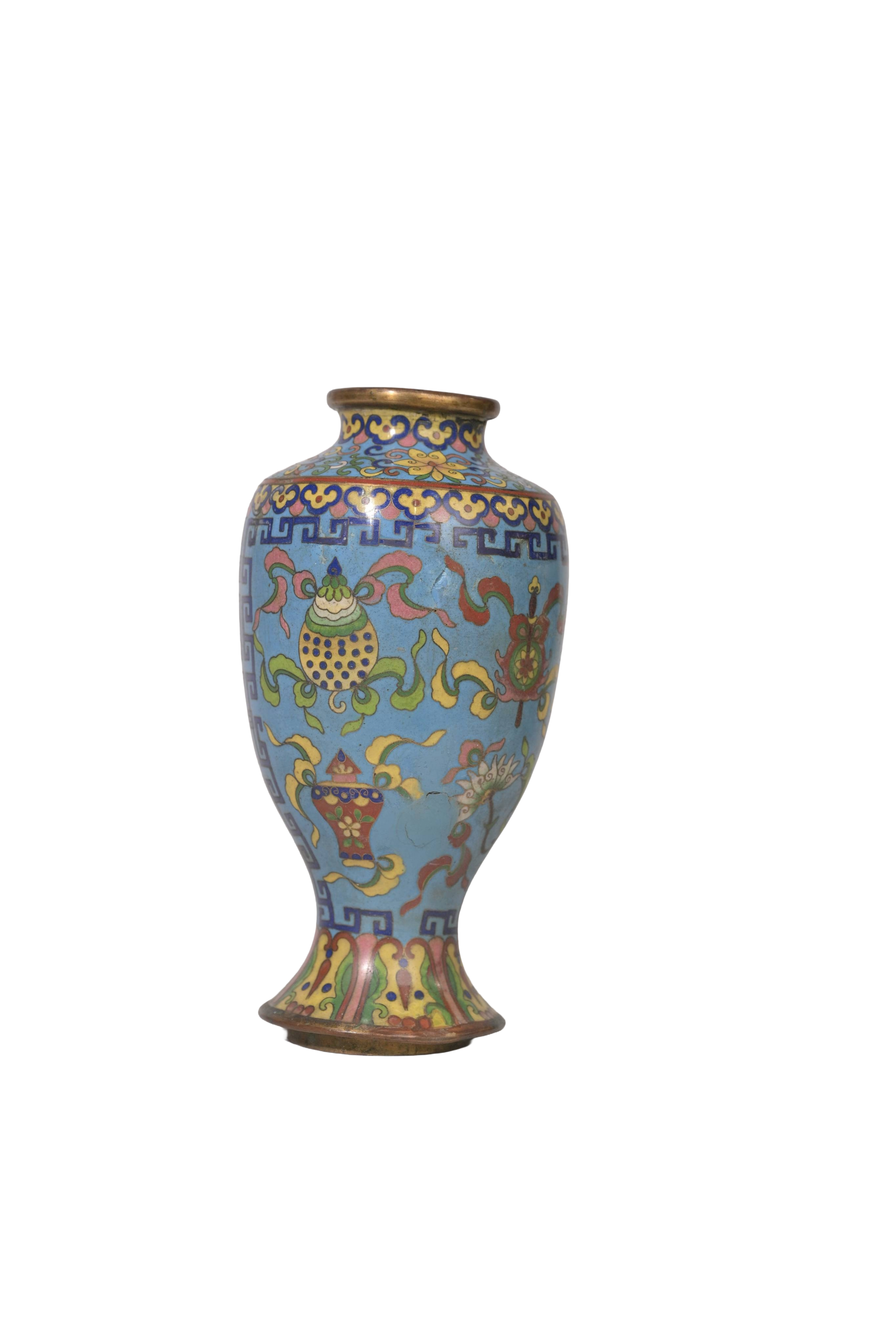 Antique Enamel Floral Decorative Vase
