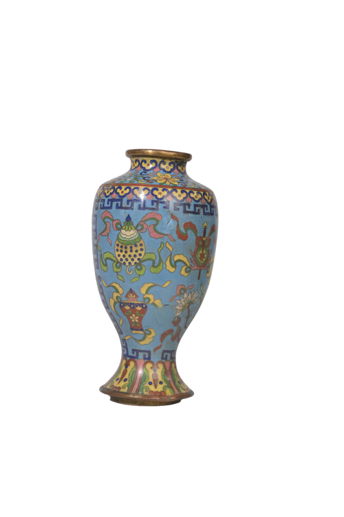 Antique Enamel Floral Decorative Vase