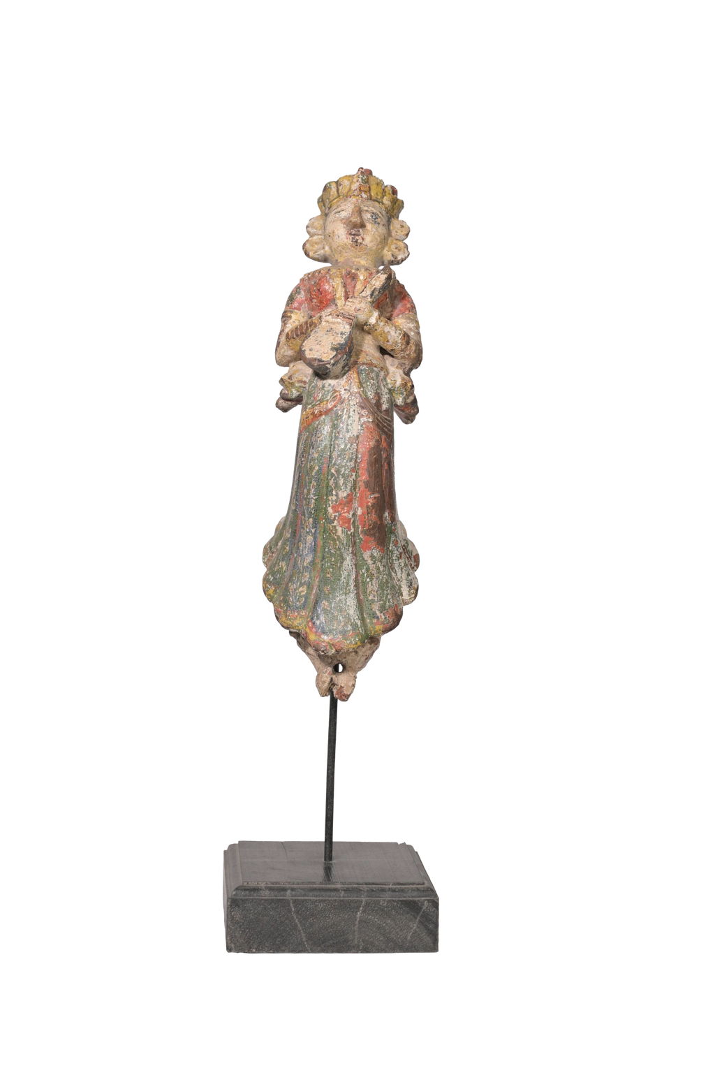 Antique Polychrome Musician Figure