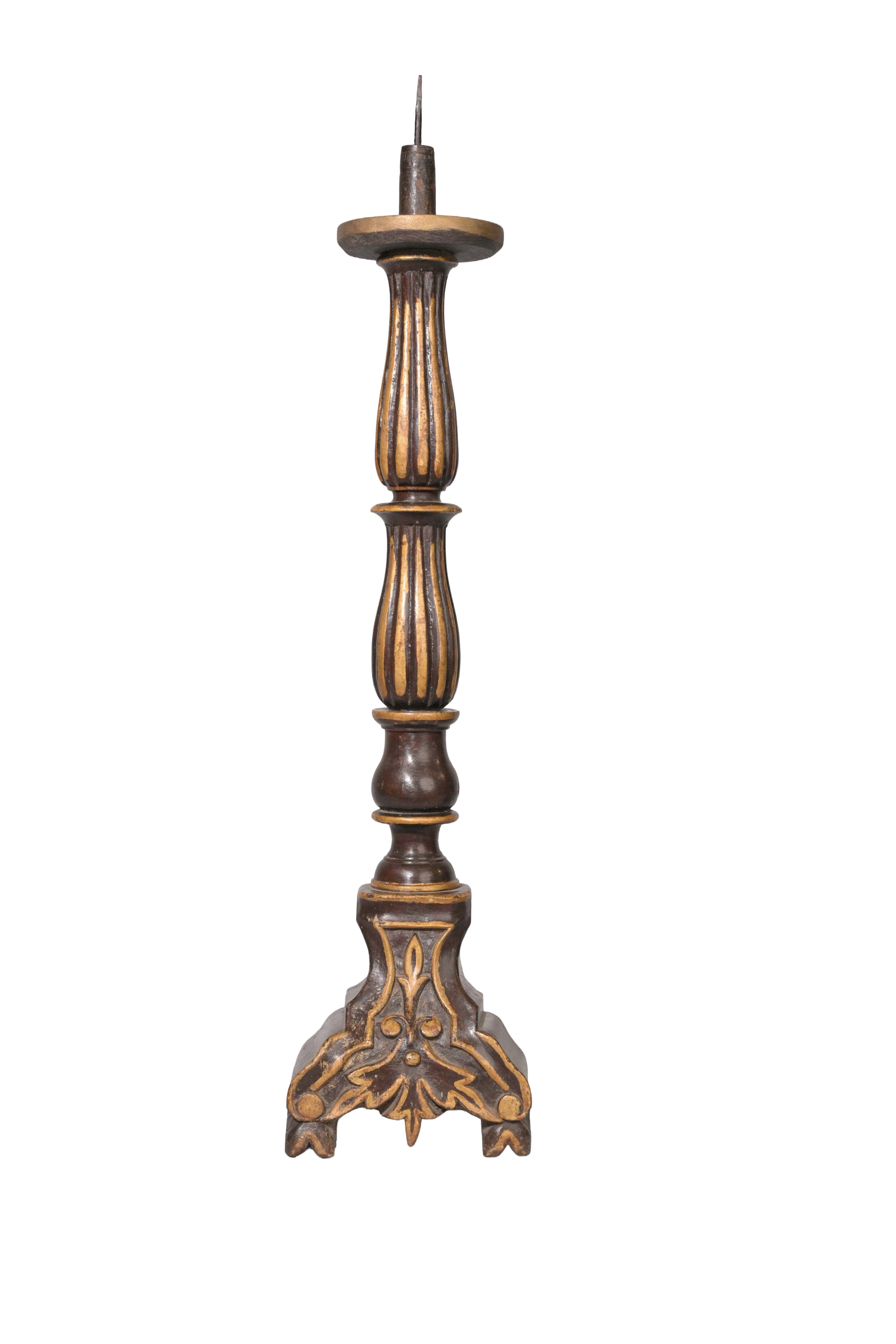 Antique Carved Wooden Candle Stand