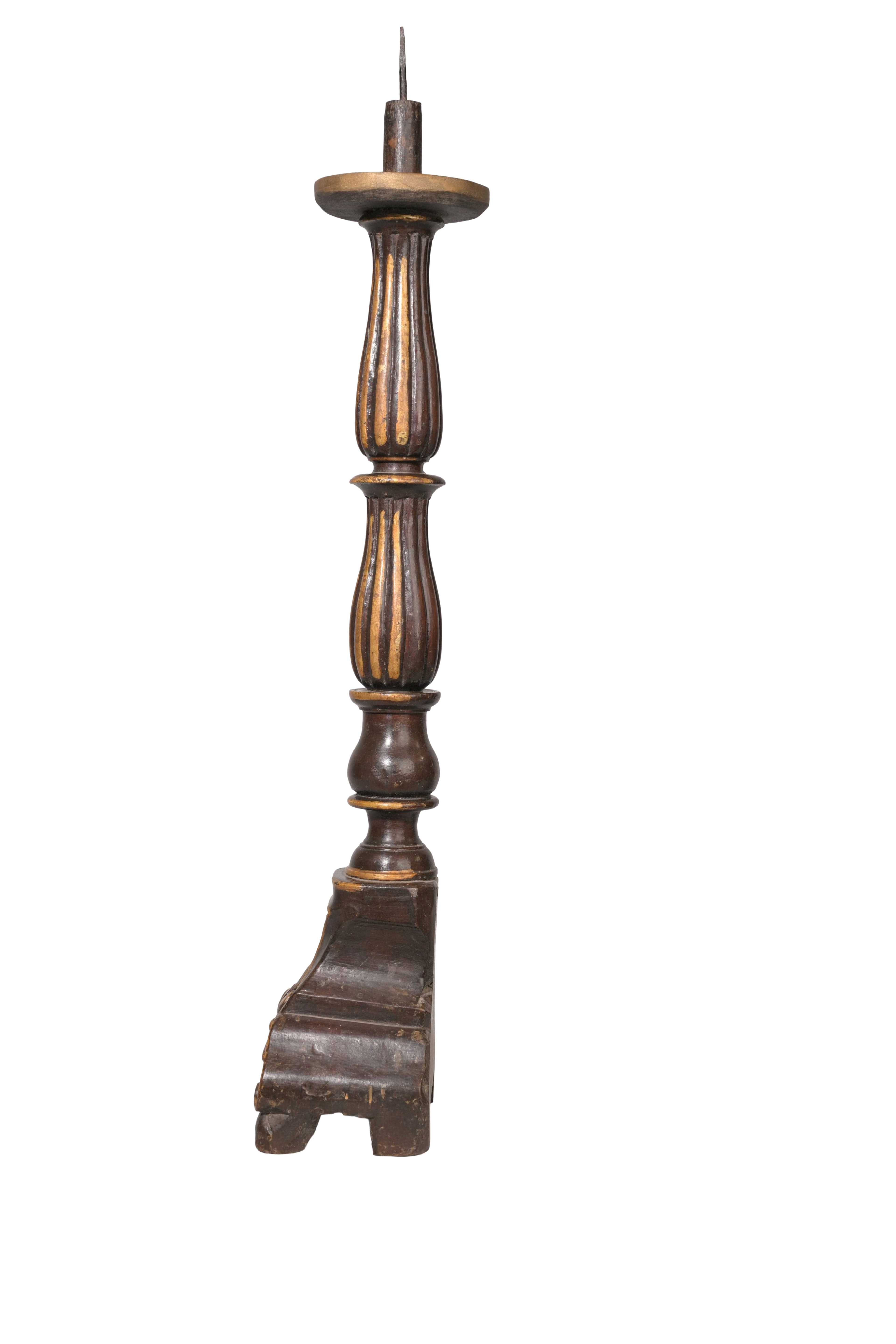 Antique Carved Wooden Candle Stand