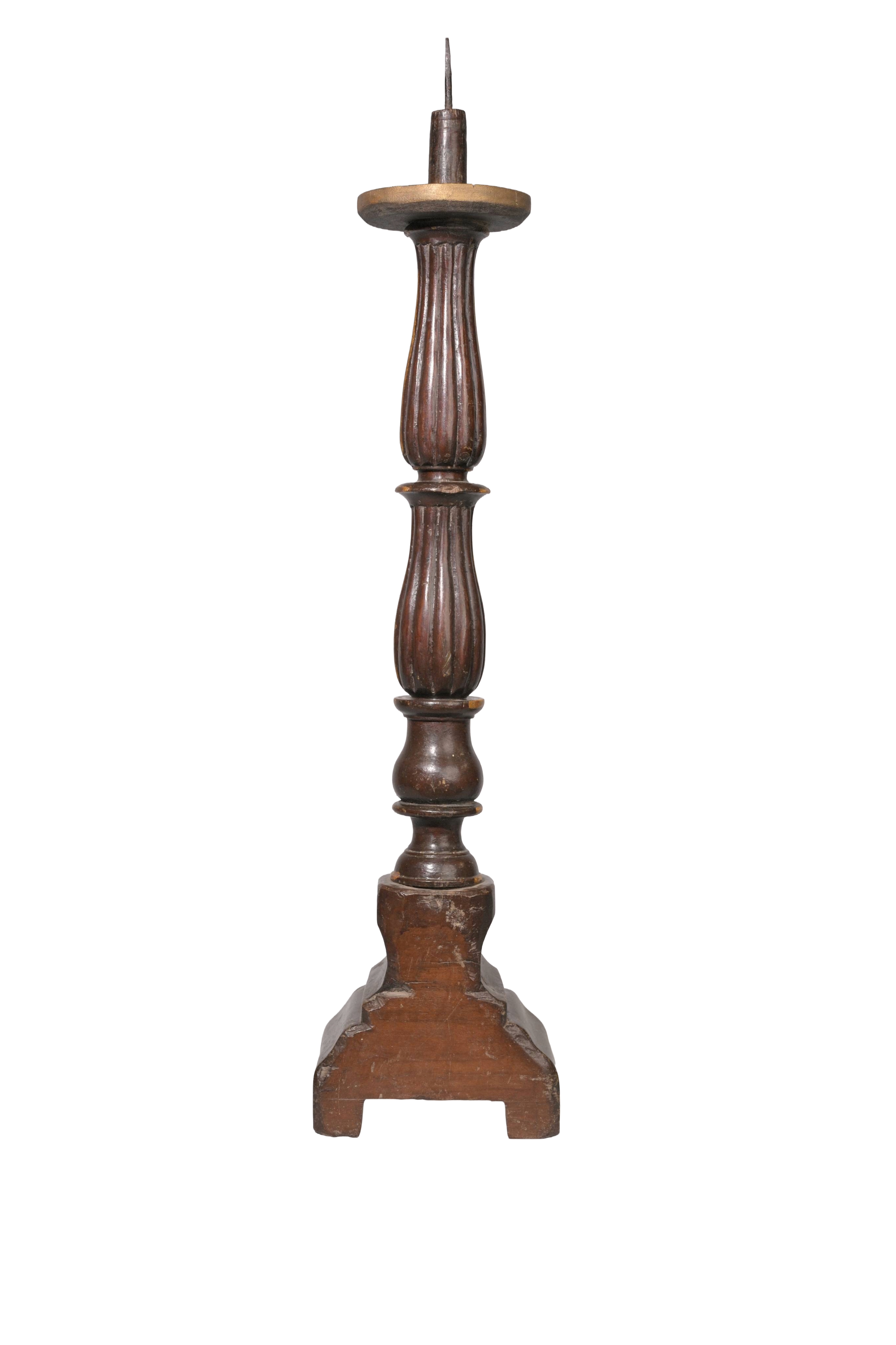 Antique Carved Wooden Candle Stand