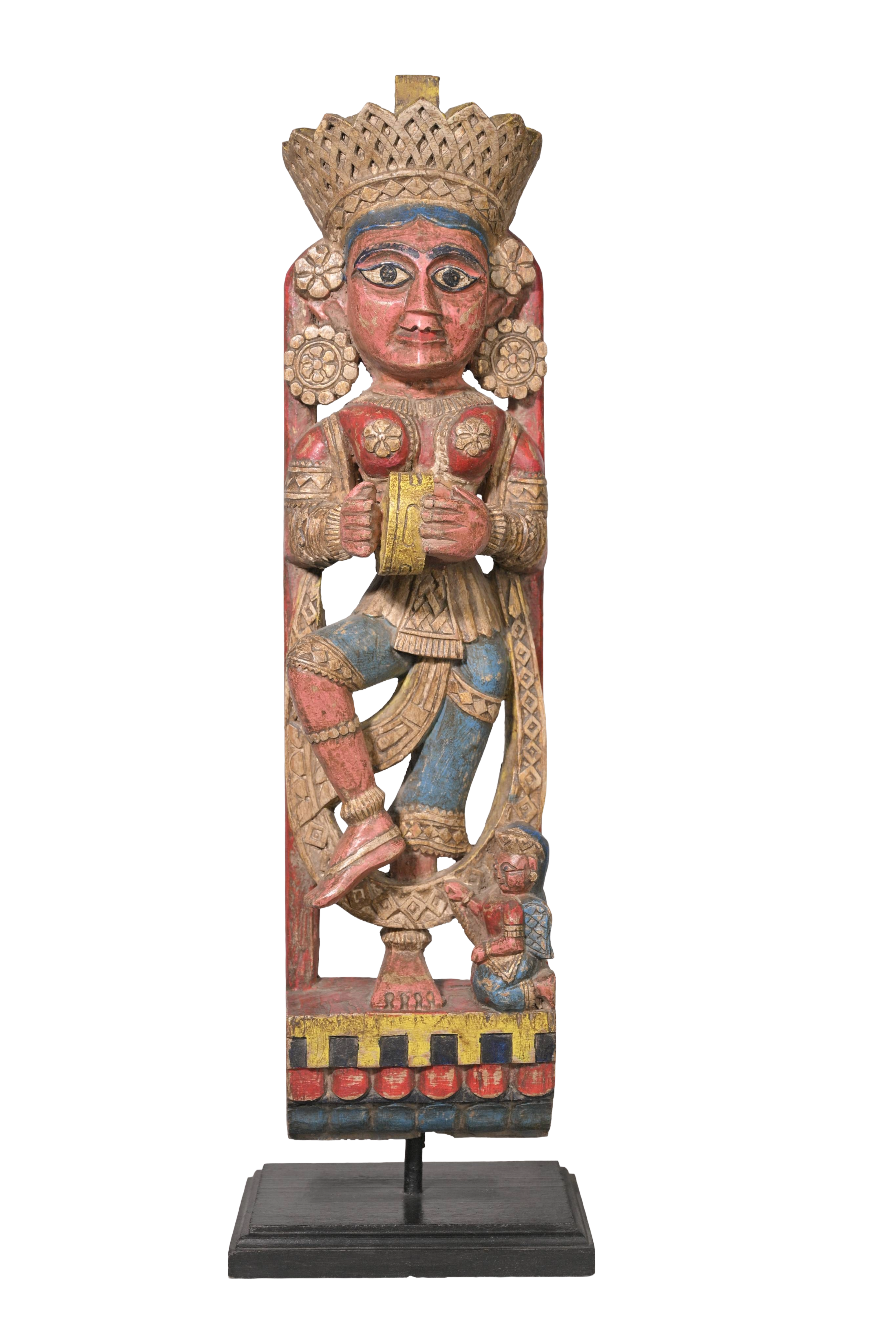 Folk Deity Wooden Panel Sculpture