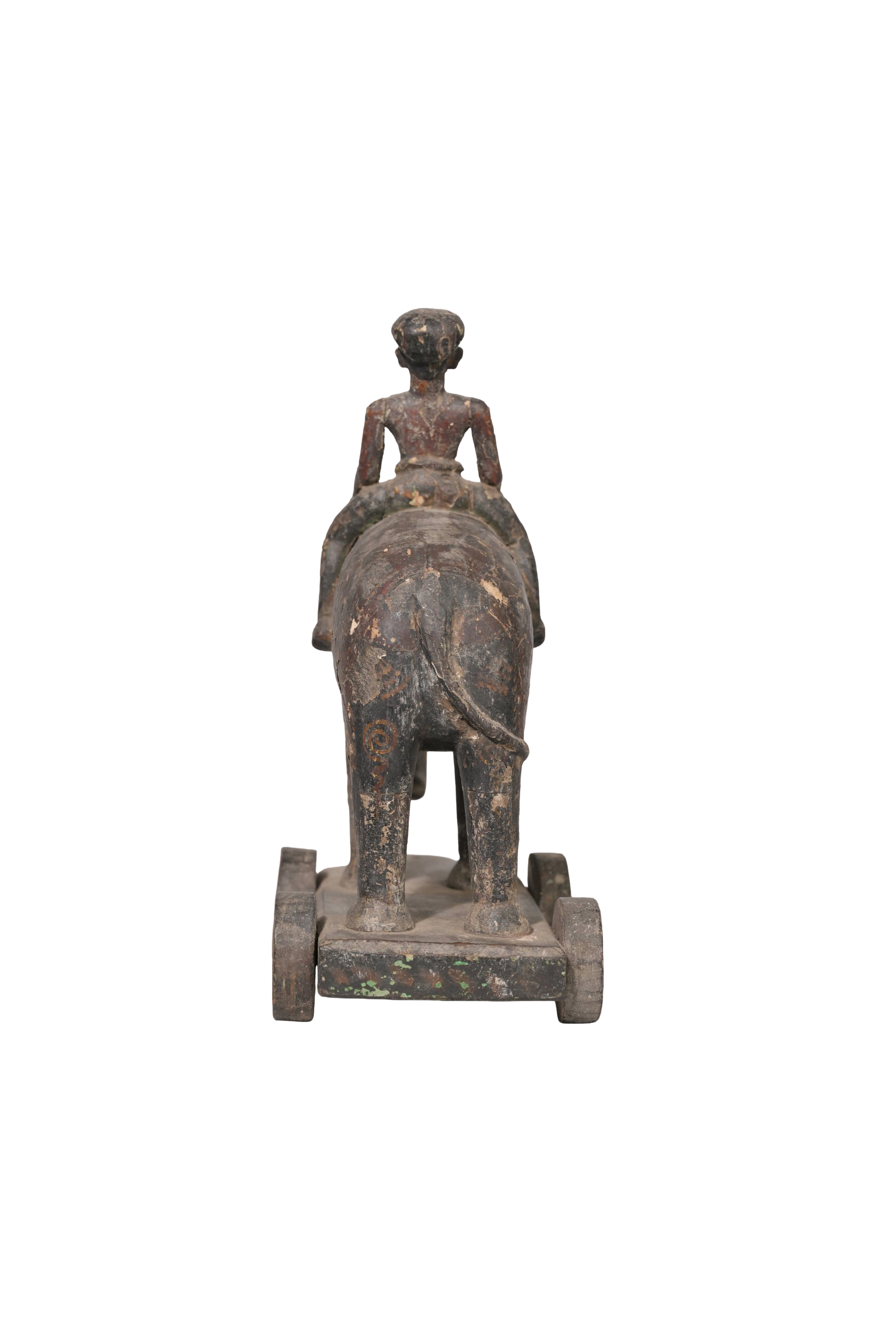 Vintage Elephant Rider Toy Sculpture