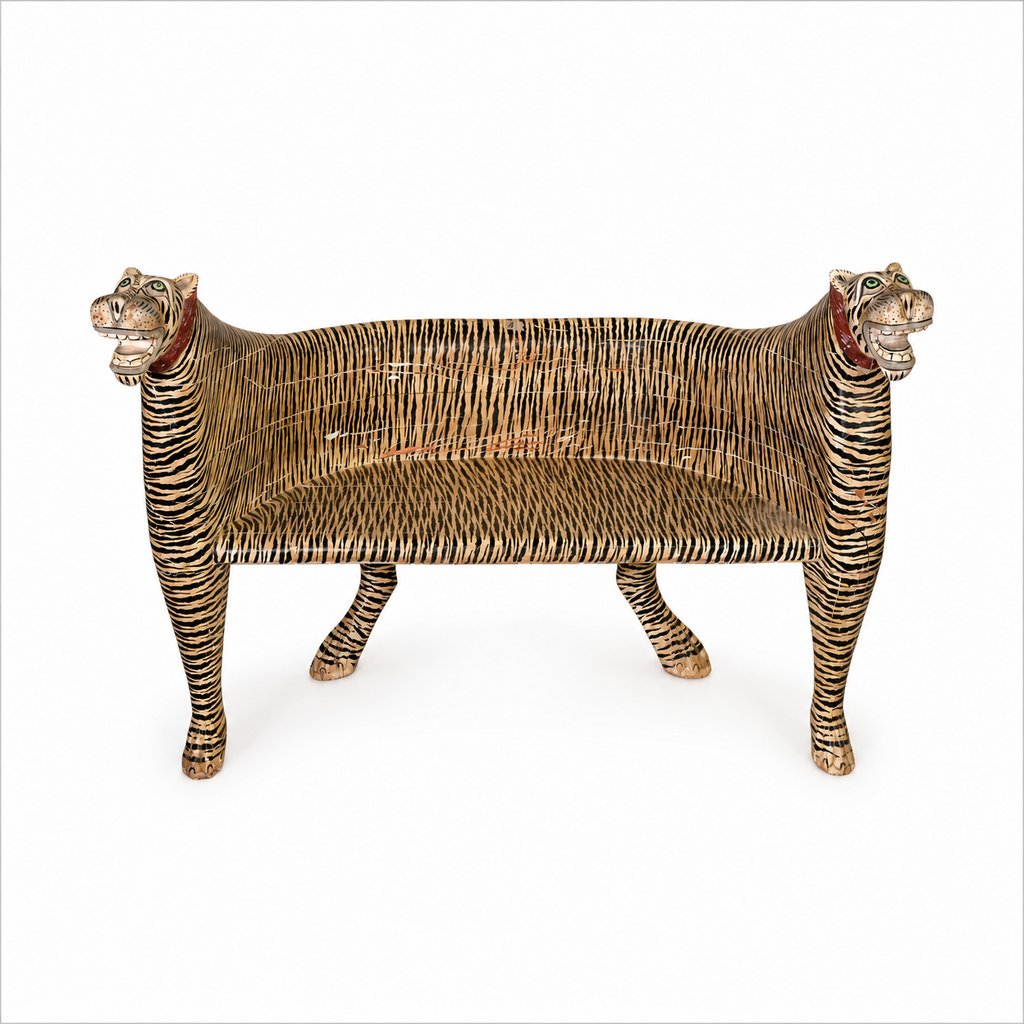 Hand-Painted Tiger Bench Seat