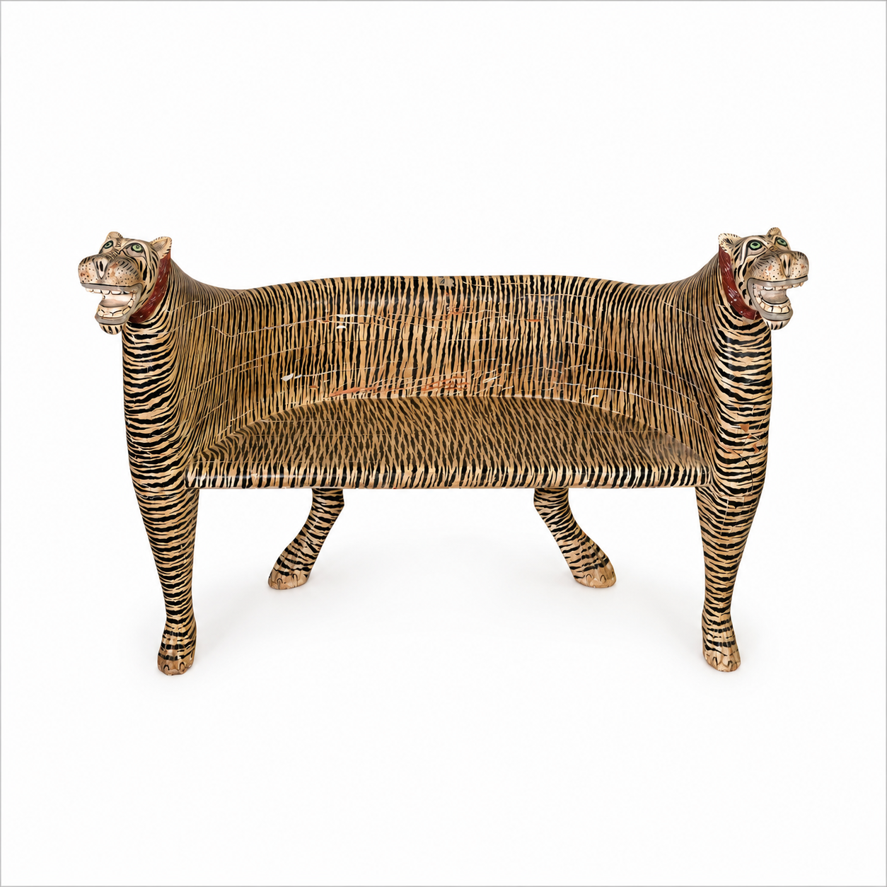 Hand-Painted Tiger Bench Seat