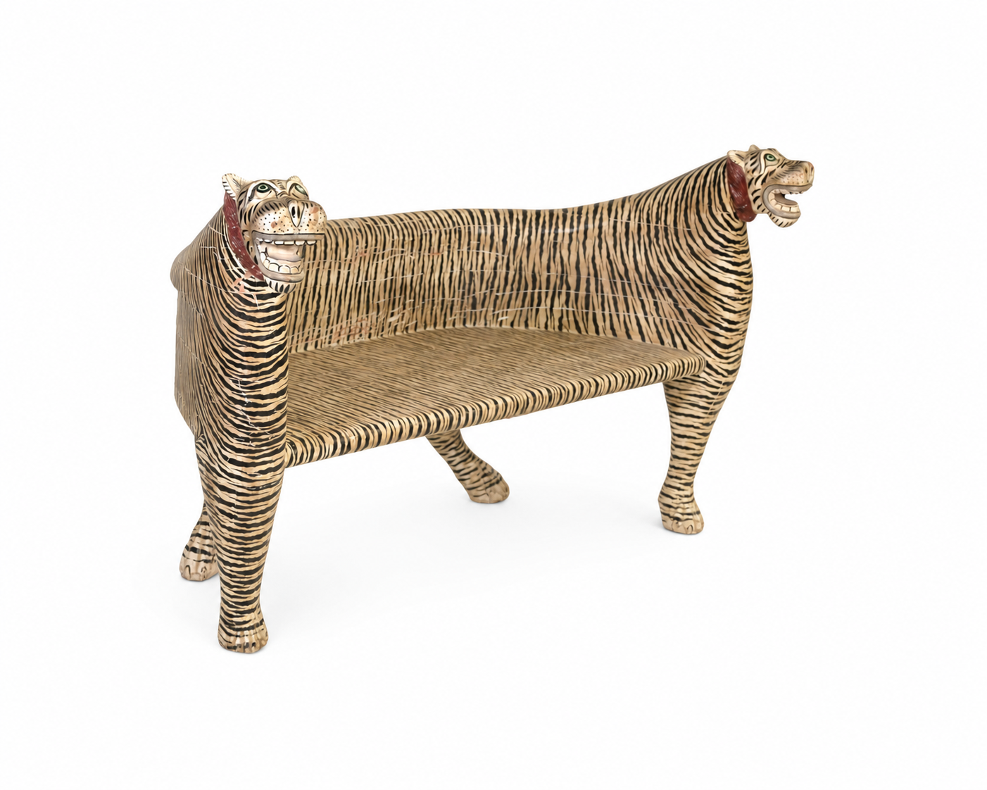 Hand-Painted Tiger Bench Seat